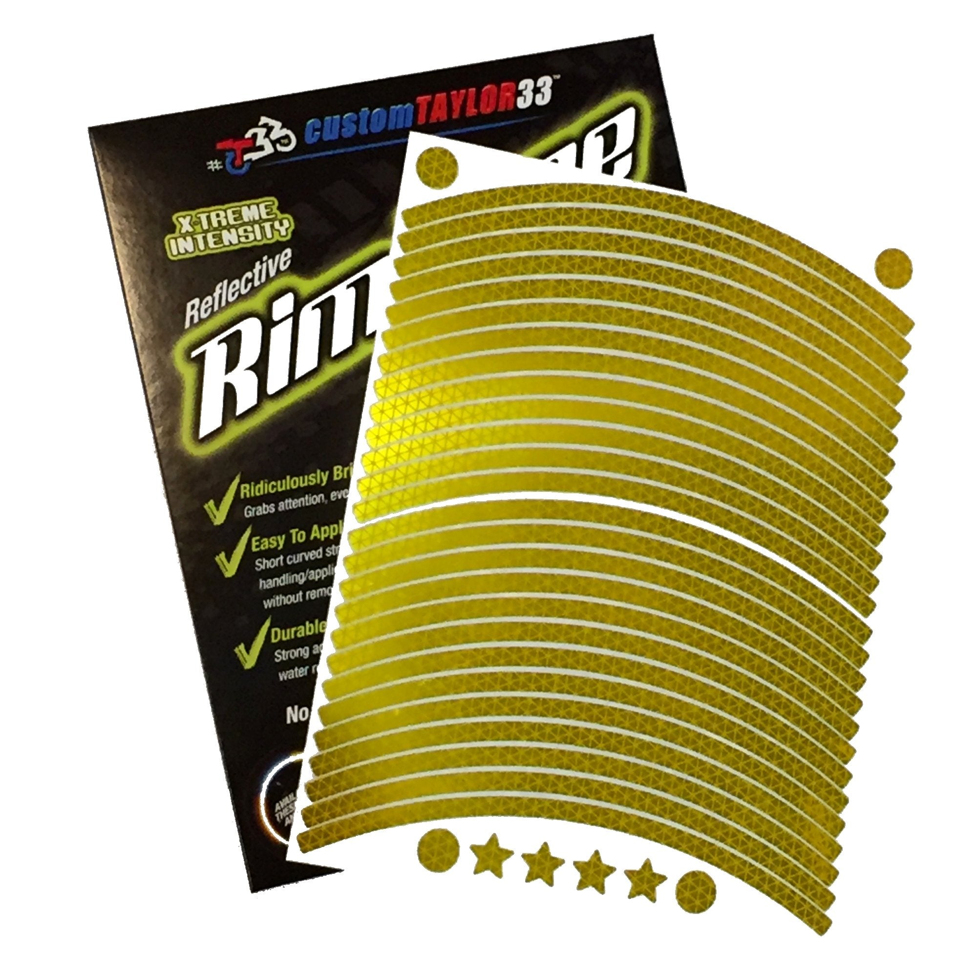 customTAYLOR33 Yellow High Intensity Grade Reflective Copyrighted Safety Rim Tapes - (Must Select Your Rim Size) (10'' (TIRE Siz