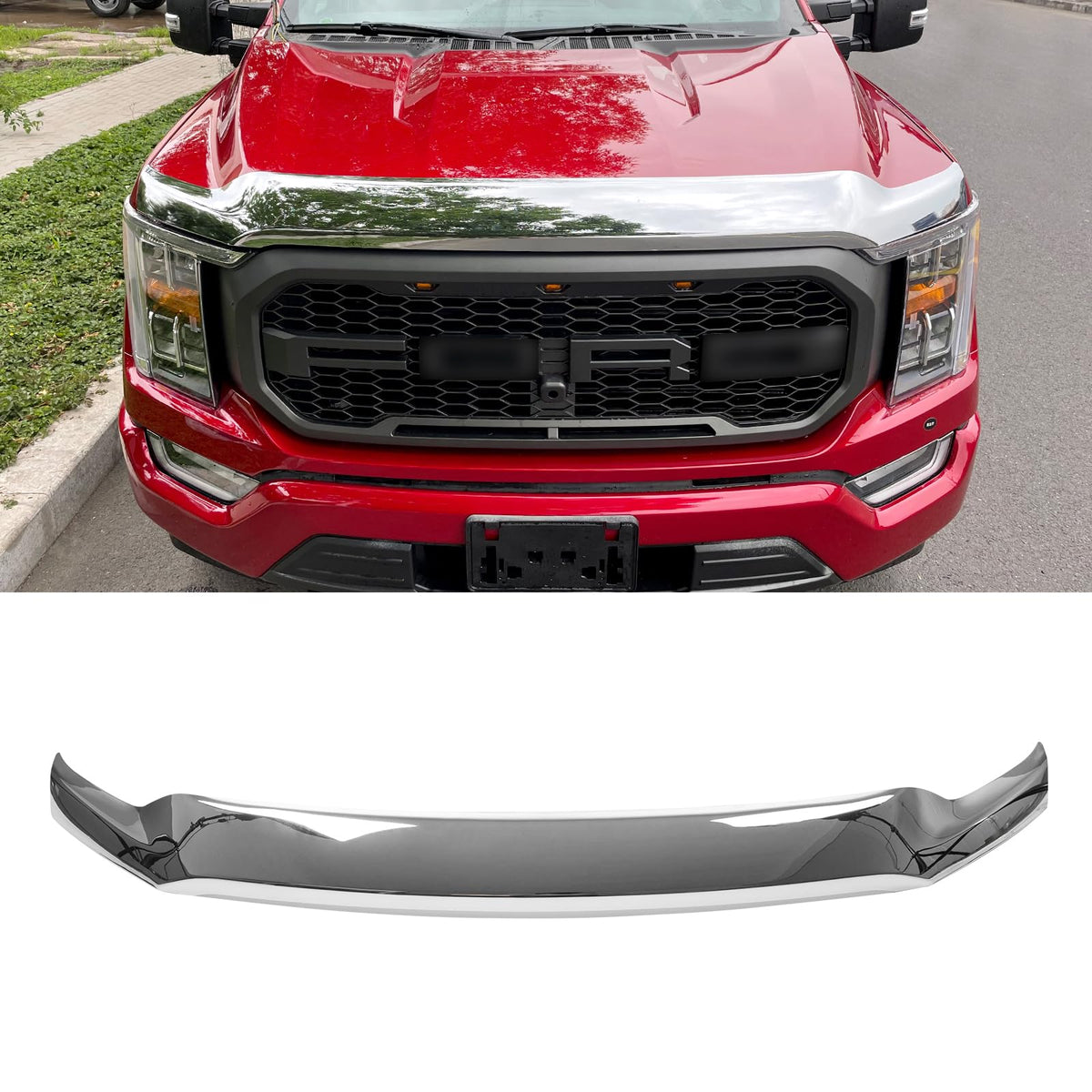Maxzina Hood Protector Compatible with 2021-2025 Ford F150 XL/STX/XLT/Lariat Hood Shield ABS Plastic Hood Deflector Hood Guard f