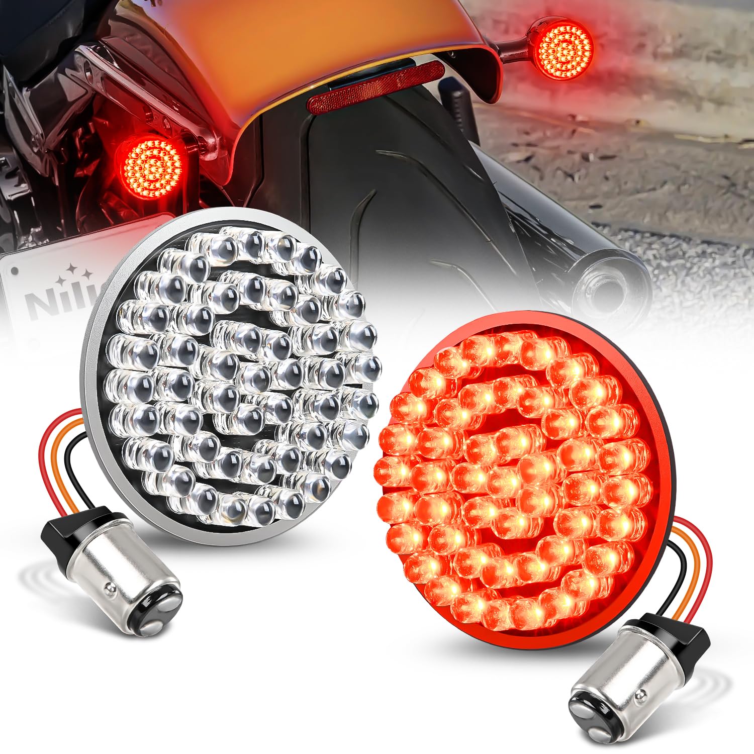 Nilight Led Turn Signal Rear Brake Running Lights 1157 Double Contacts Plug And Play For Harley Davidson Dyna Sportster Touring