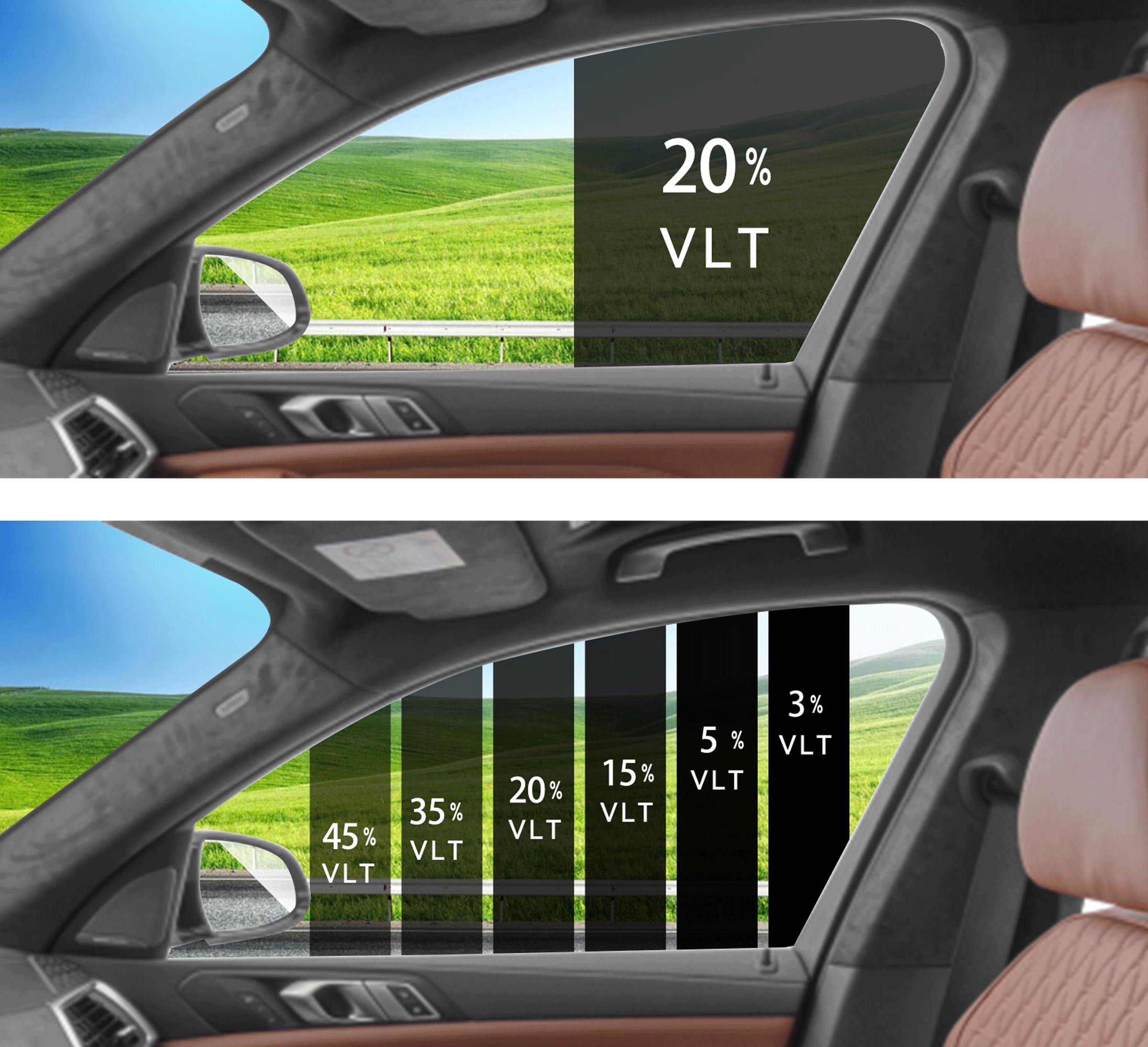 2Ply Premium Window Tint Film For Car 36''In X 20'Ft (20% Vlt), Protects Privacy, Blocks Uv And Reduces Heat, Film Roll For Car