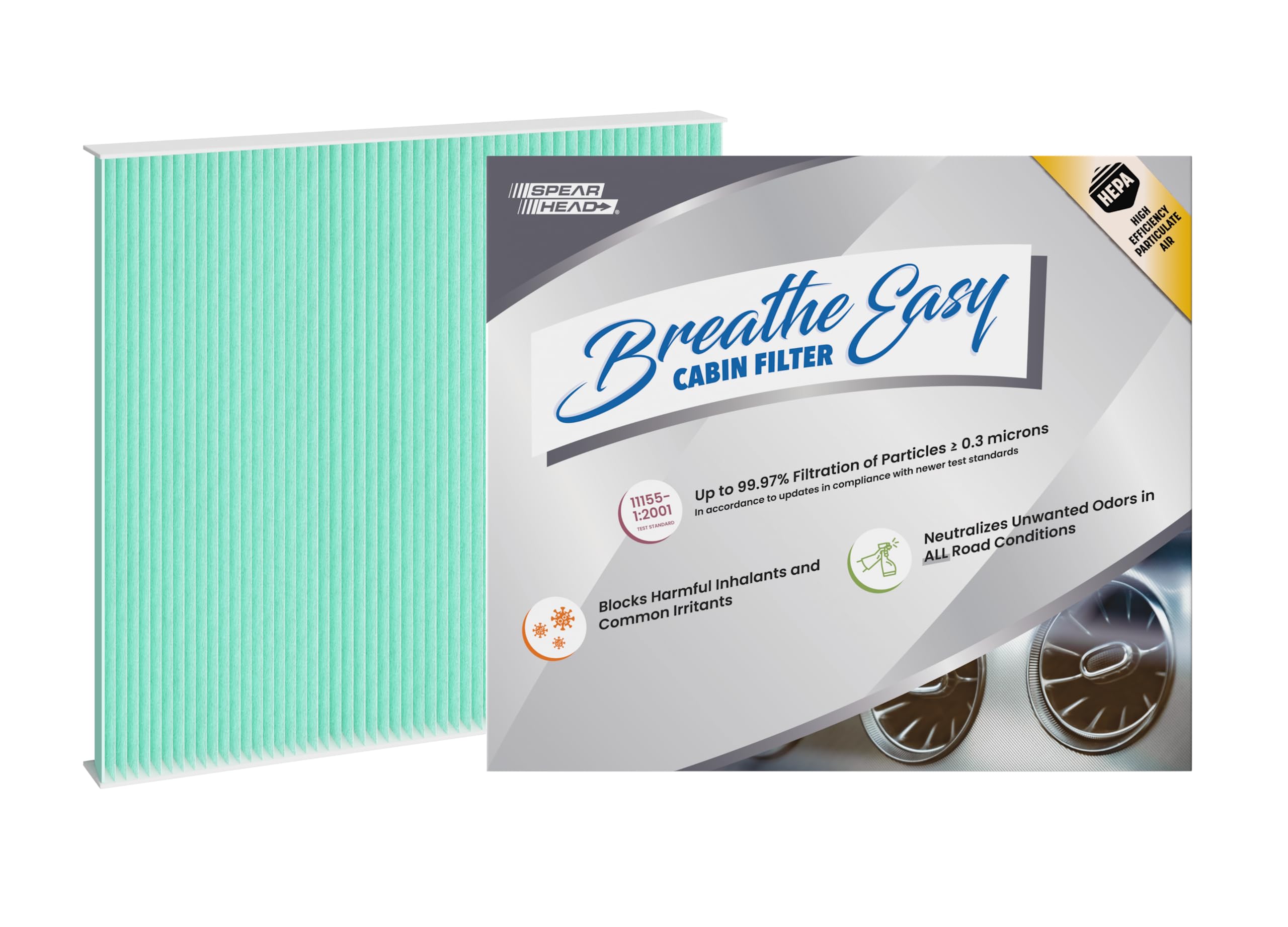 Spearhead Hepa Breathe Easy Cabin Filter, Up To 99.97% Filtration Of 0.3 Micron Particles W/No Airflow Reduction (Be-183H)