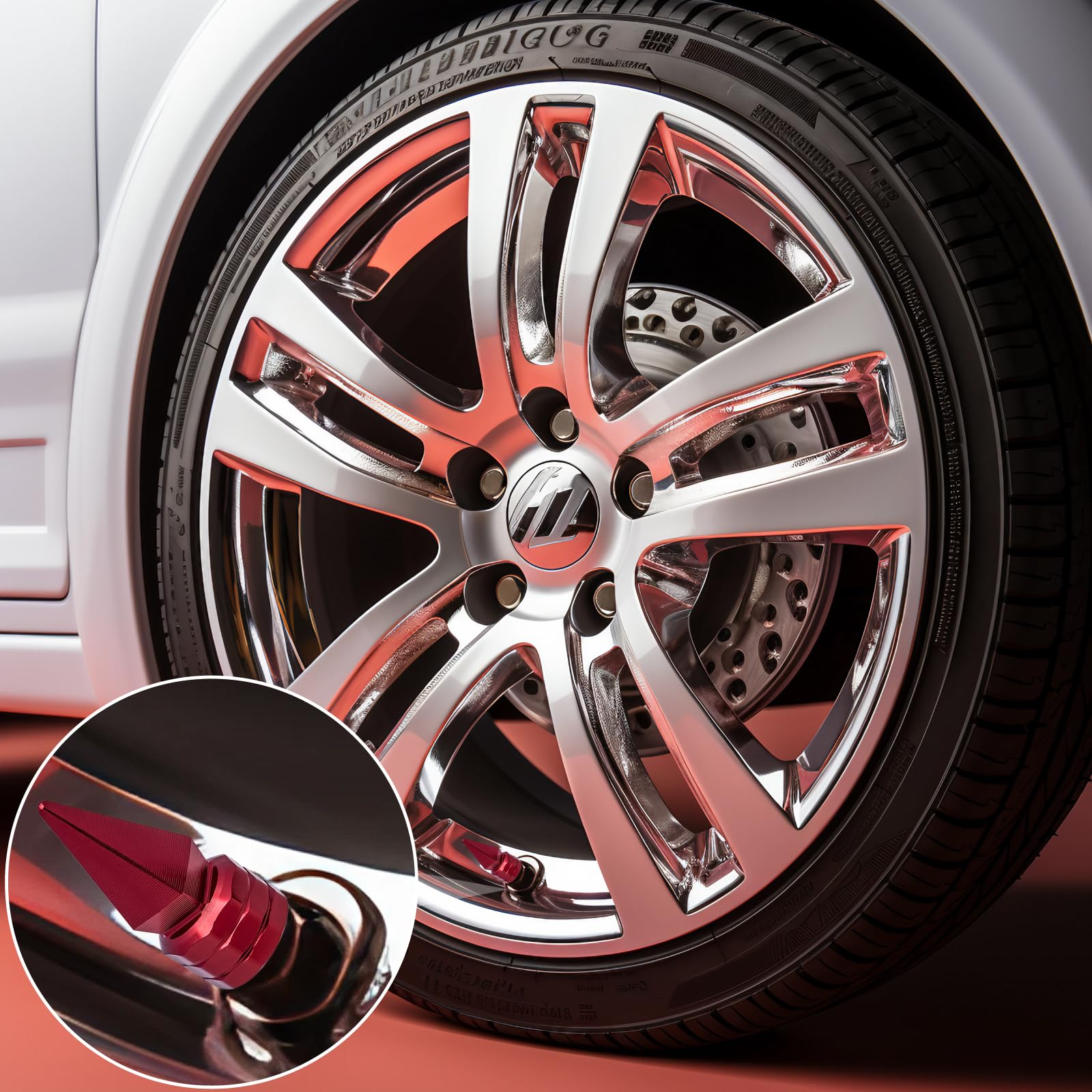 Meajoo 8Pcs Spiked Shape Tire Valve Stem Caps, Aluminum Alloy Spike Wheel Tire Valve Stem, Universal Dustproof Waterproof Air Ca