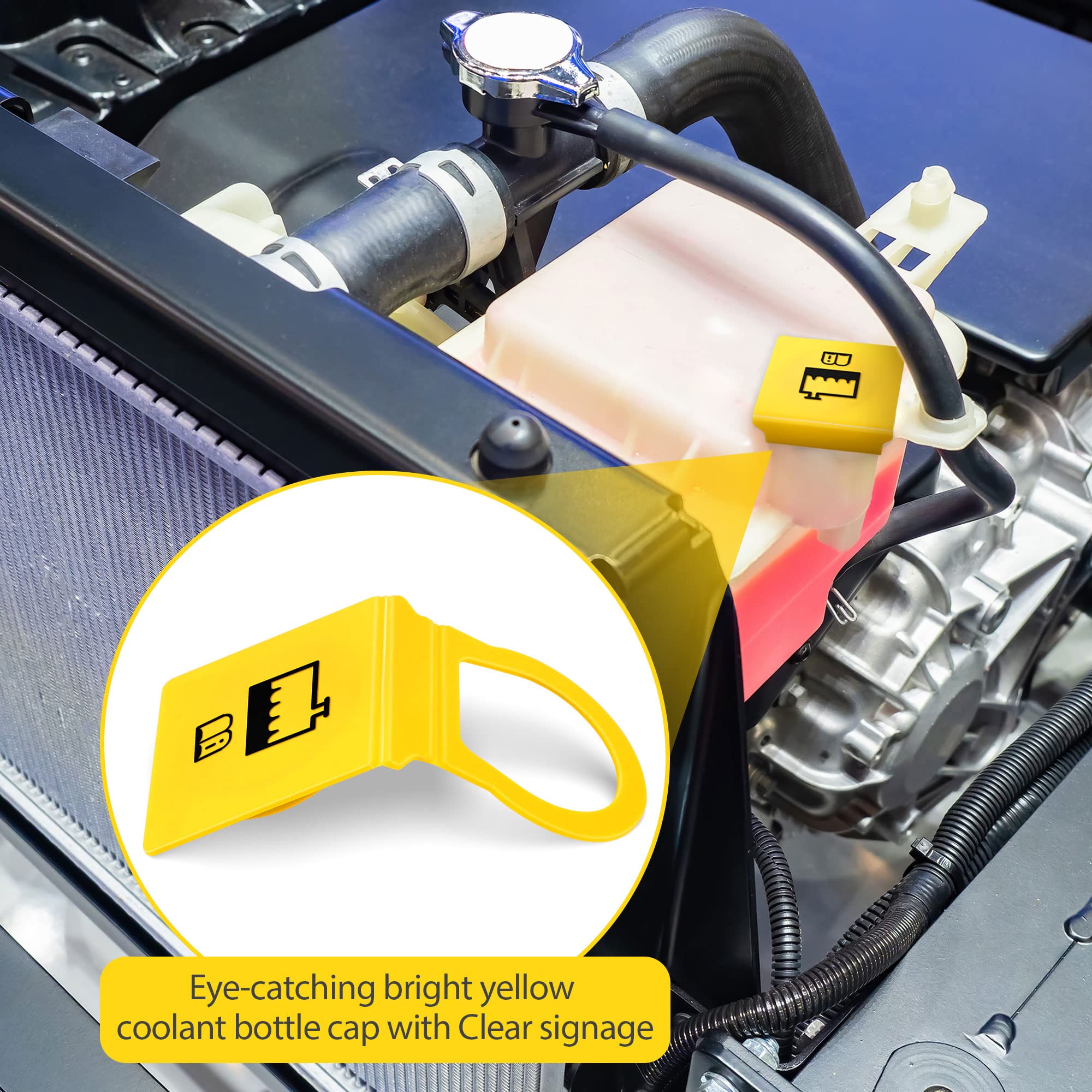 Dreyoo 2 Pack Engine Coolant Reservoir Cap, Coolant Cap Replacement, Engine Recovery Overflow Tank Cap Compatible With Chrysler/