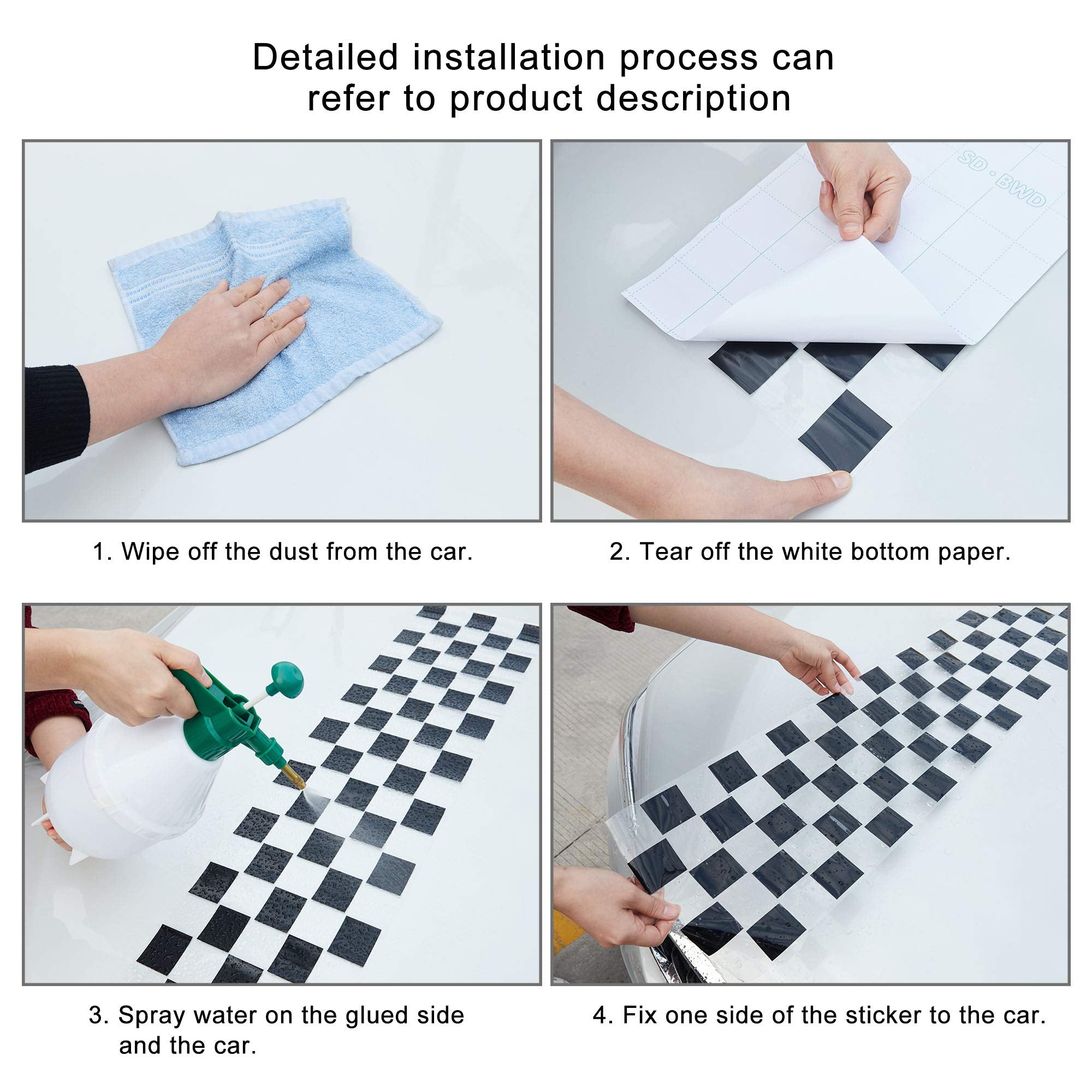 Tomall 49.8'X 9.2' Hood Stripe Sticker For Car Auto Racing Body Side Stripe Decal For Car Skirt Roof Hood Bumper Stripe Decal Vinyl Modified Stripe Decal Decoration For Car Hood (Black)