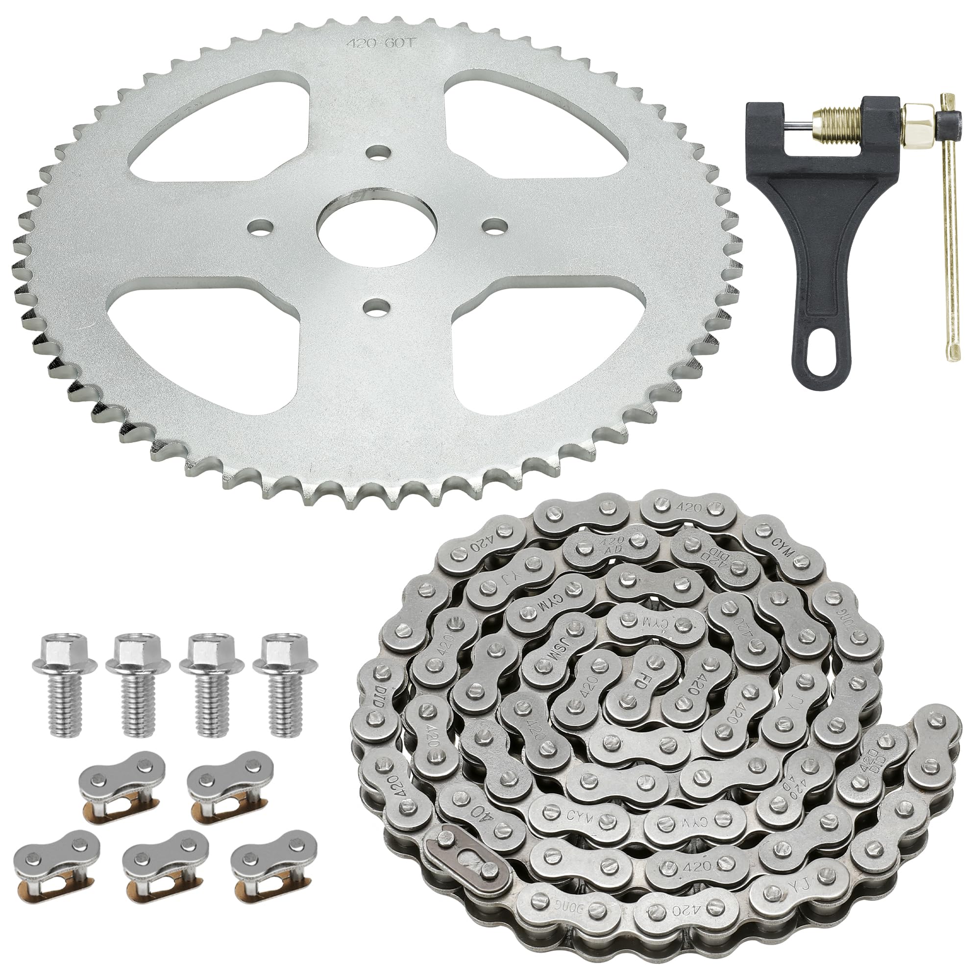 Yoxufa #40 41 420 Chain 60T Sprocket + 420 Chain 90 Links For Coleman Ct200U Bt200X Ct200U-Ex Baja Warrior Massimo Trailmaster M