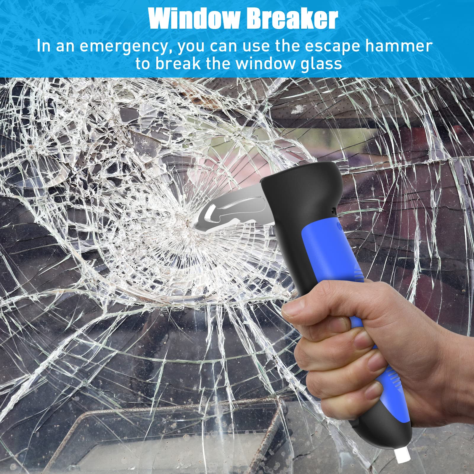 5 In 1 Vehicle Support Handles, Elderly Portable Automotive Door Assist Handles Multifunction Car Handle With Led Flashlight Sea