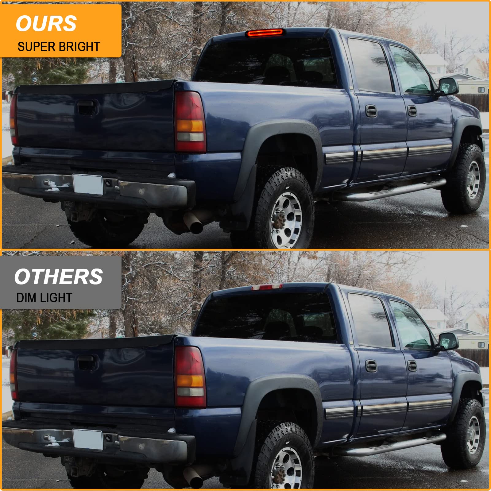 R&F Auto Led Smoked Third Brake Light With Seal Foam Gaskets Replacement For Silverado & Sierra 1500/2500/3500 Hd Classic (1999-