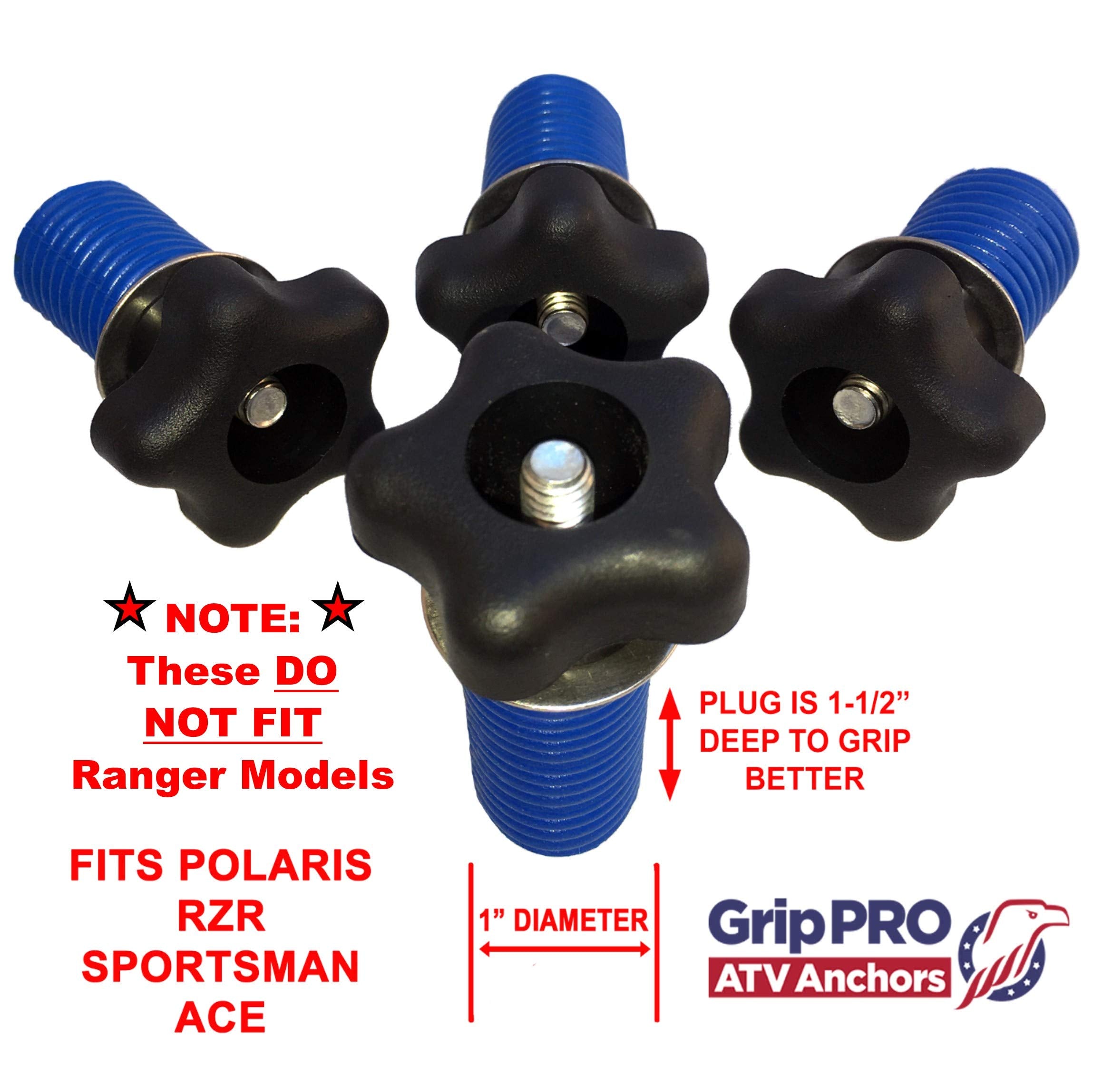 Grippro Atv Anchors To Fit Polaris Lock And Ride Knob Tie Down Anchor Kit - Set Of 4 Knob Anchors Accessories Fits Rzr, Sportsma