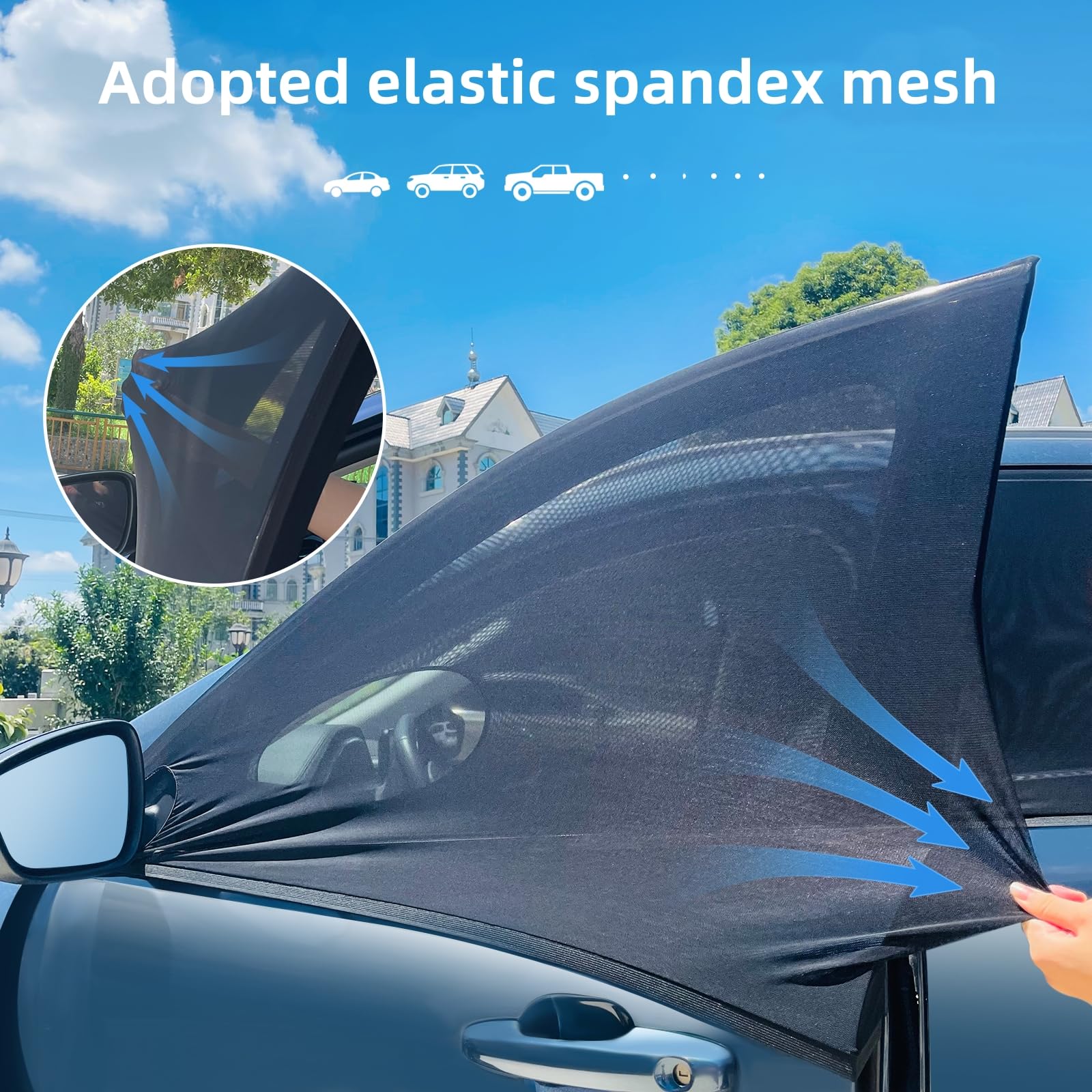 Front Door Driver Side Window Sunshade- 2 Pack car Camping Trip,Double Layer Window Screens Privacy,Durable Elastic Universal me