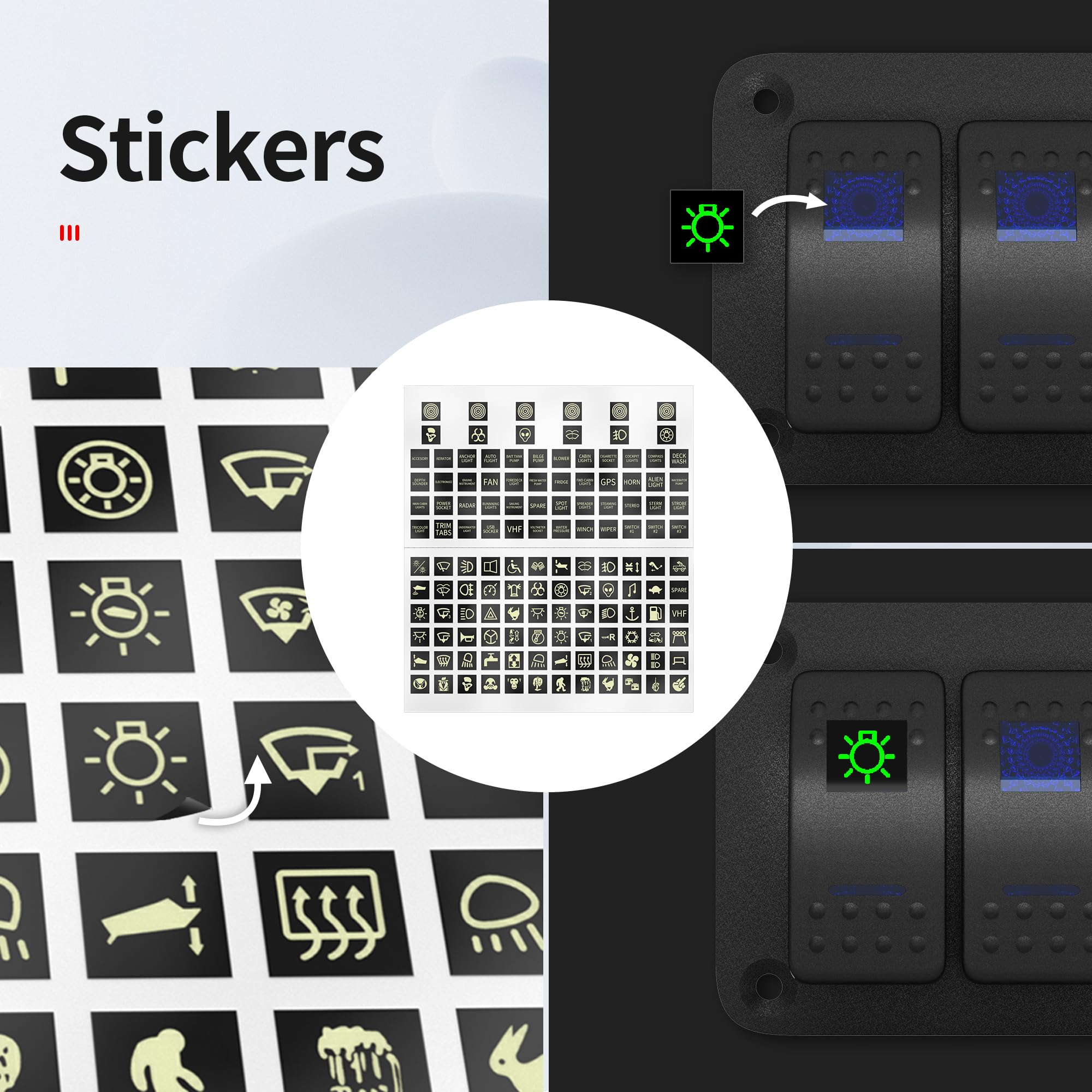 Rvboatpat 7 Gang Rocker Switch Panel Marine Boat Toggle Switch Panel Waterproof With Usb Charger Voltmeter 12V 24V Dc For Automo