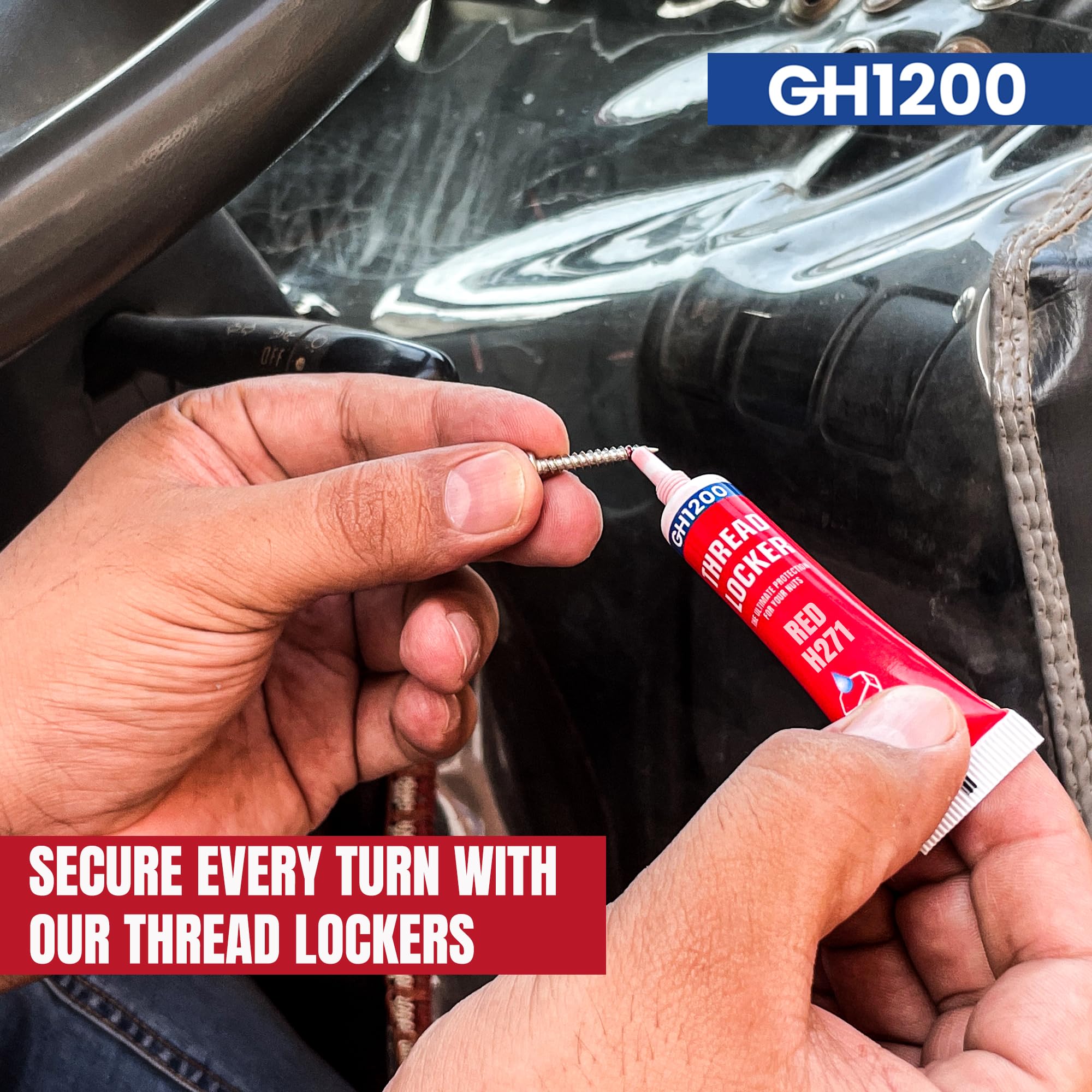 Gh1200-10Ml X 4 Pack Thread Lock Medium & Strong Strength For Nuts, Bolts, And Metals, Threadlocker Lock Tight & Seal Fasteners