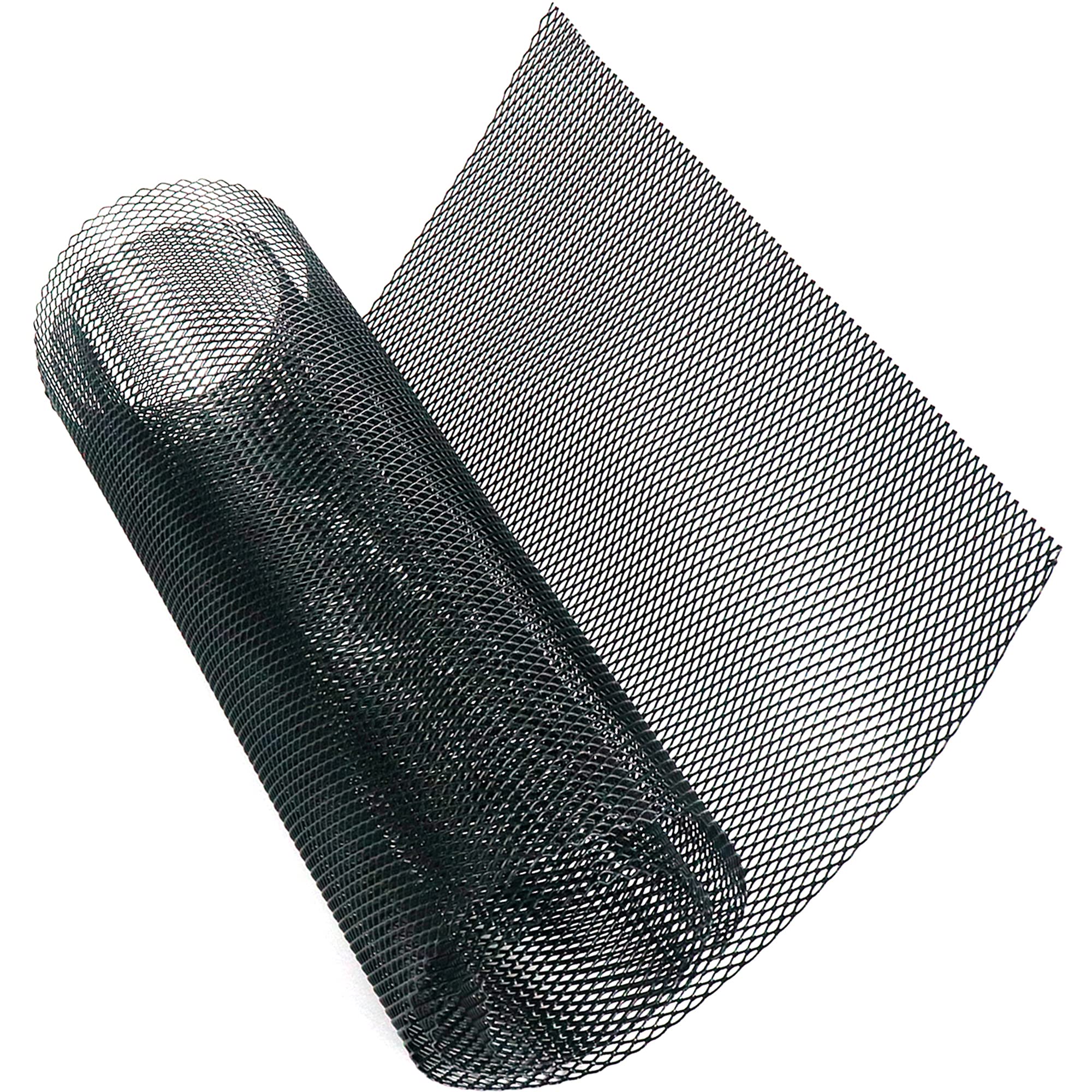 Modengzhe 40 X 13 Inch Car Grill Mesh Sheet, Black Painted Aluminum Alloy Multifunctional Grille Mesh Roll, 3 X 6 Mm Rhombic-Shape Grids