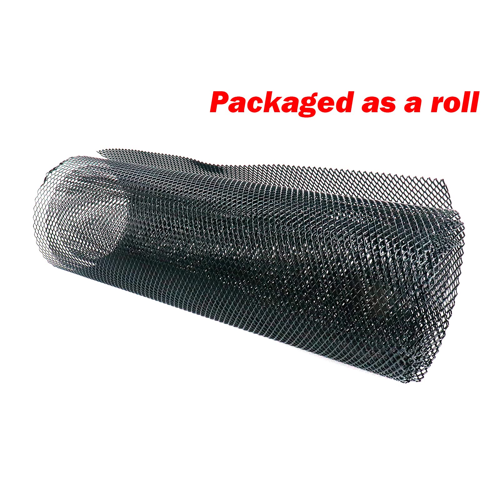 Modengzhe 40 X 13 Inch Car Grill Mesh Sheet, Black Painted Aluminum Alloy Multifunctional Grille Mesh Roll, 3 X 6 Mm Rhombic-Shape Grids