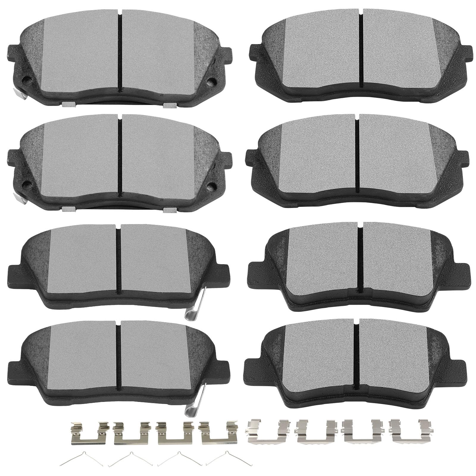 Scitoo Front Rear Disc Brake Pad Set 8Pcs W/Hardware Fit For Hyundai For Elantra Gt/For Kona/For Veloster,For Kia For Forte/For