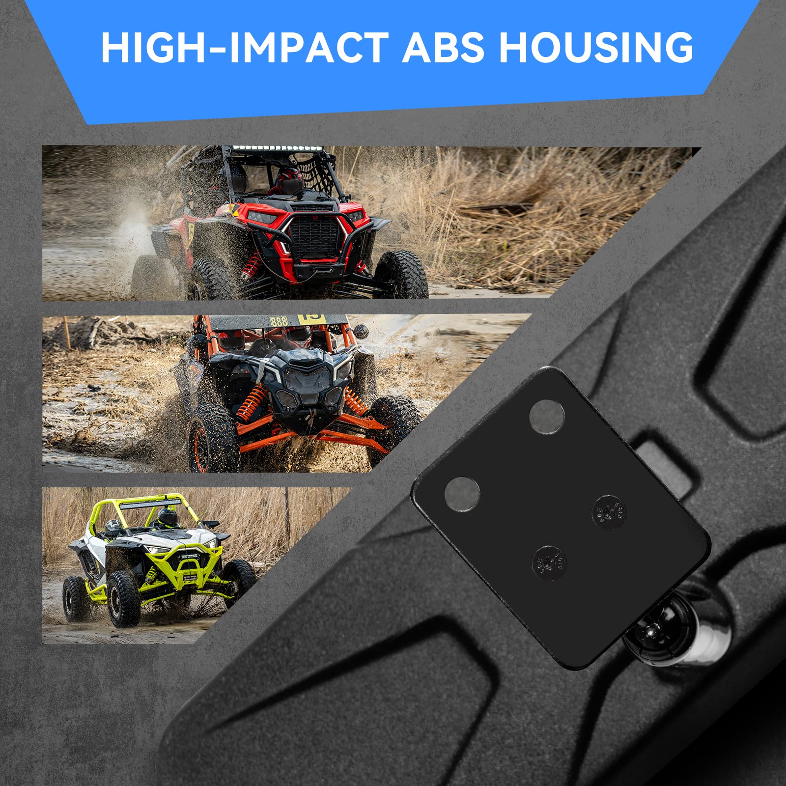 UTV Rear View Mirror, RZR Rearview Mirror for 1.75''-2'' Roll Bar Cage Compatible with Polaris RZR 1000 XP Turbo PRO R Kawasaki