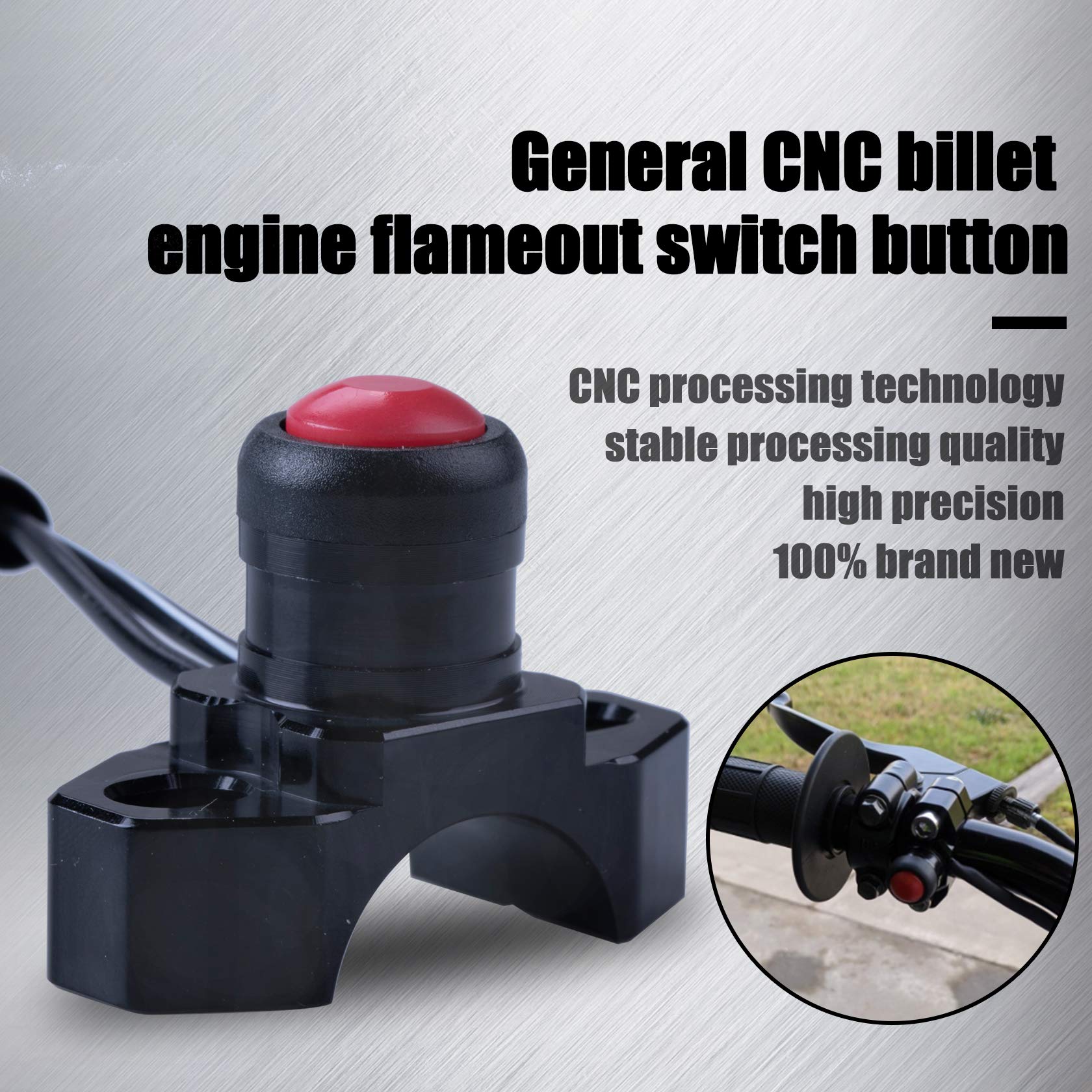 Oraevy Cnc Universal Motorcycle Engine Stop Start Kill Switch Button With Mounting Backplate For Atv,Dirt Pit Bike,Scooter,Quad