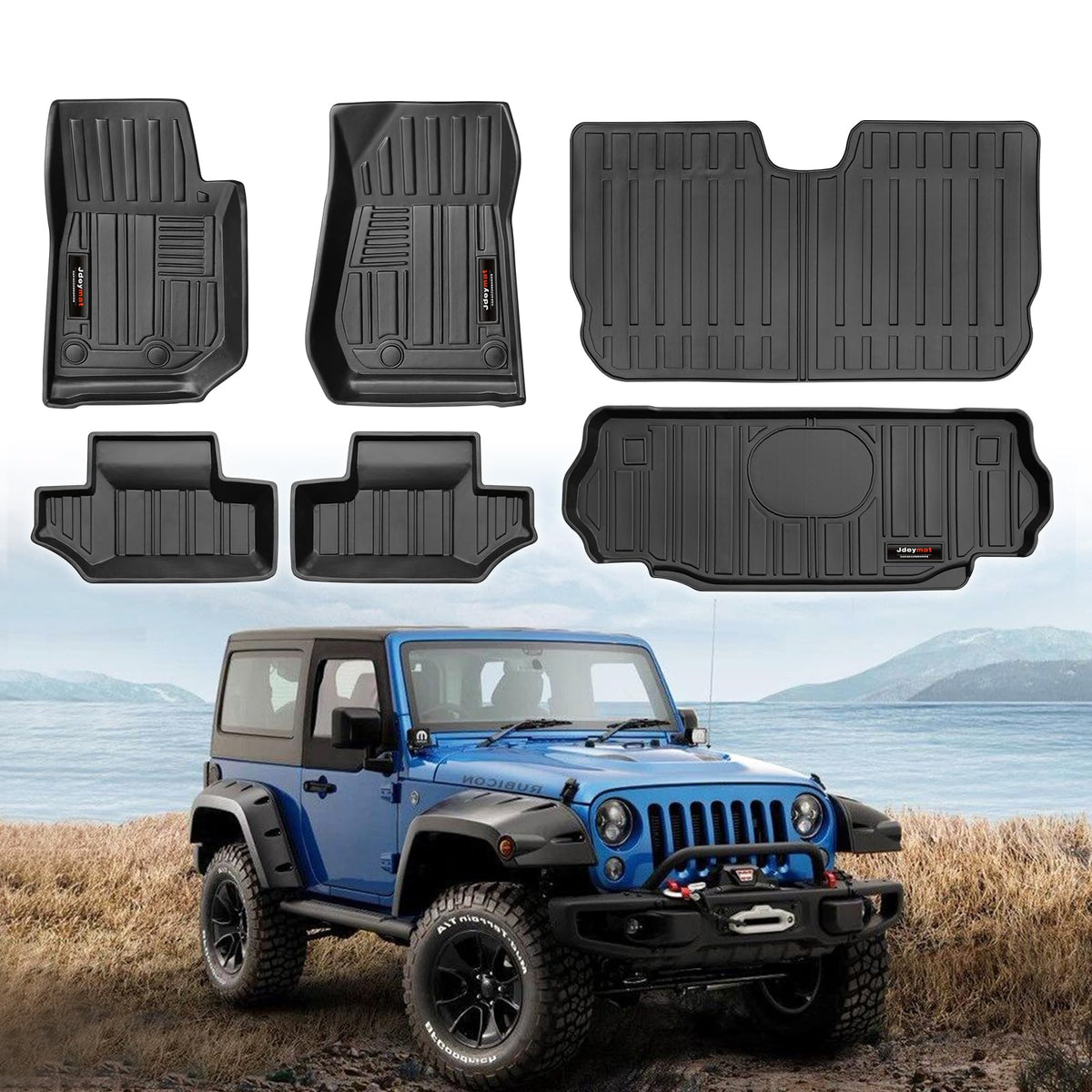 Jdeymat All Weather Floor Mats & Cargo Liner & Backrest Mats for 2007-2018 Jeep Wrangler JK 2 Door Accessories (for 2007-2018 Je