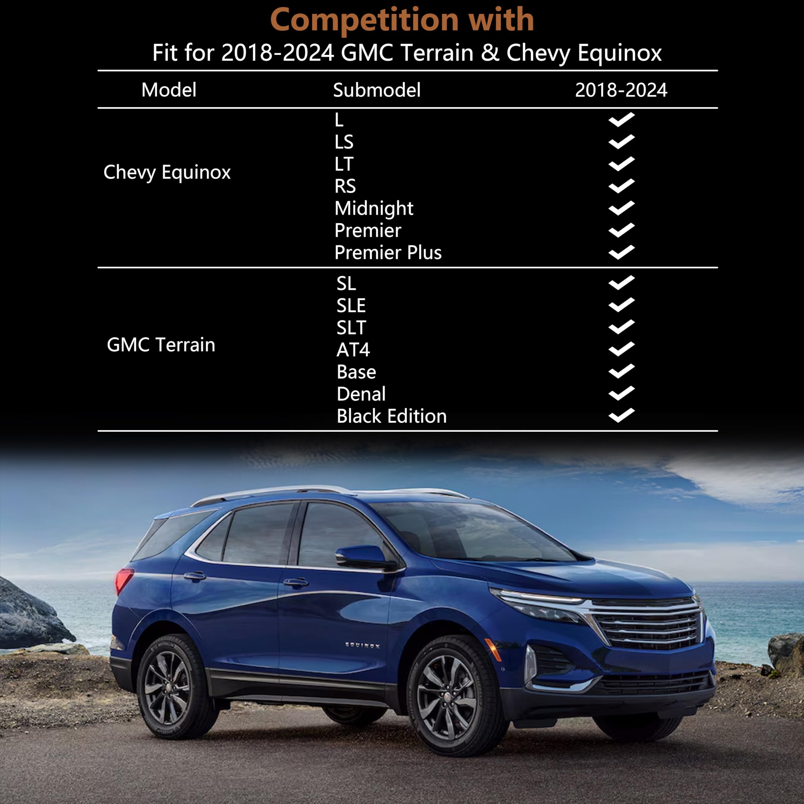 Karpal Floor Mats Fit For 2018-2024 Gmc Terrain/Chevy Equinox (Not For Ev) Custom Fit Tpe All Weather Car Accessories 1St&2Nd&Tr