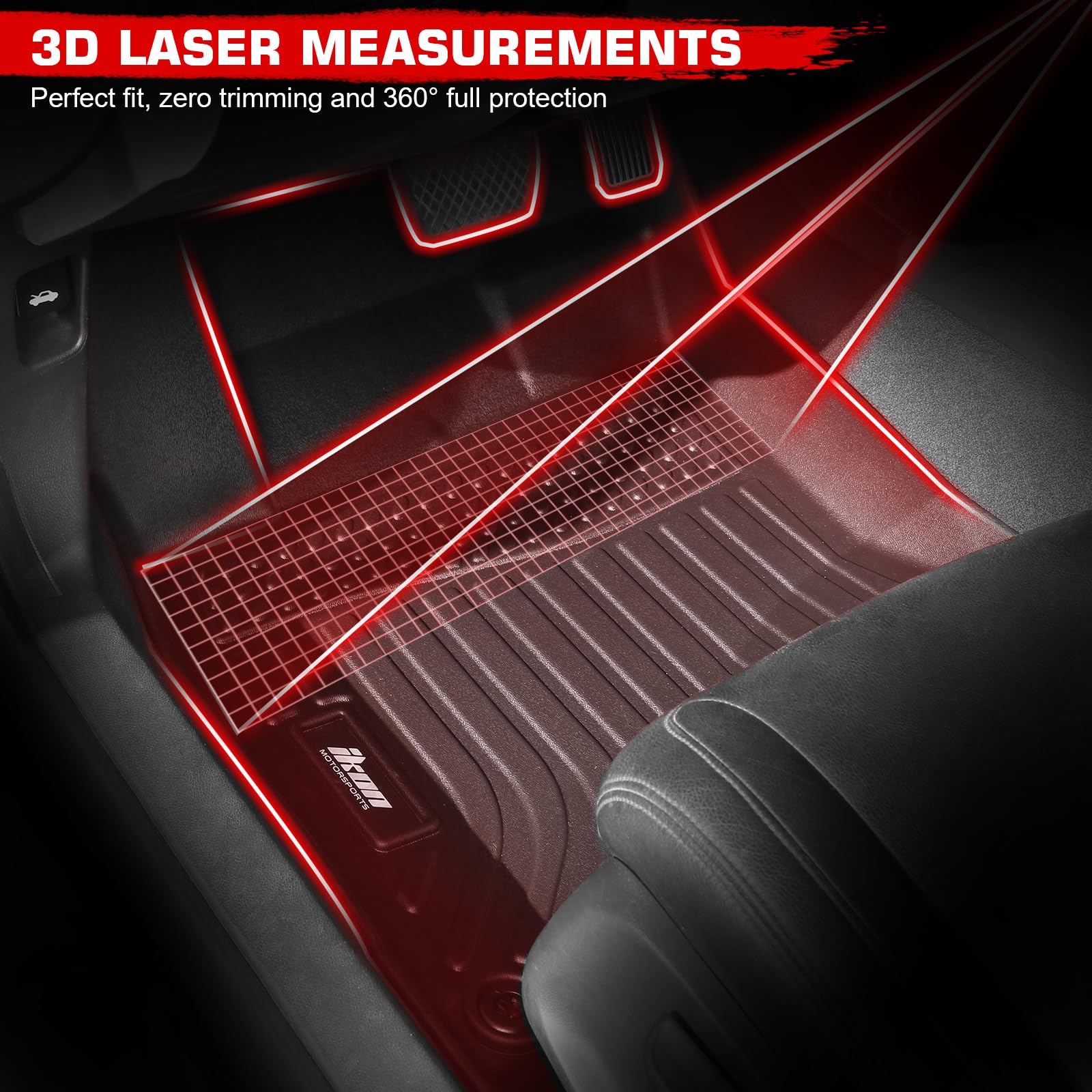IKON MOTORSPORTS 3D TPE Floor Mats, Compatible with 2008-2012 Honda Accord Sedan 4-Door, All Weather Waterproof Anti-Slip Floor