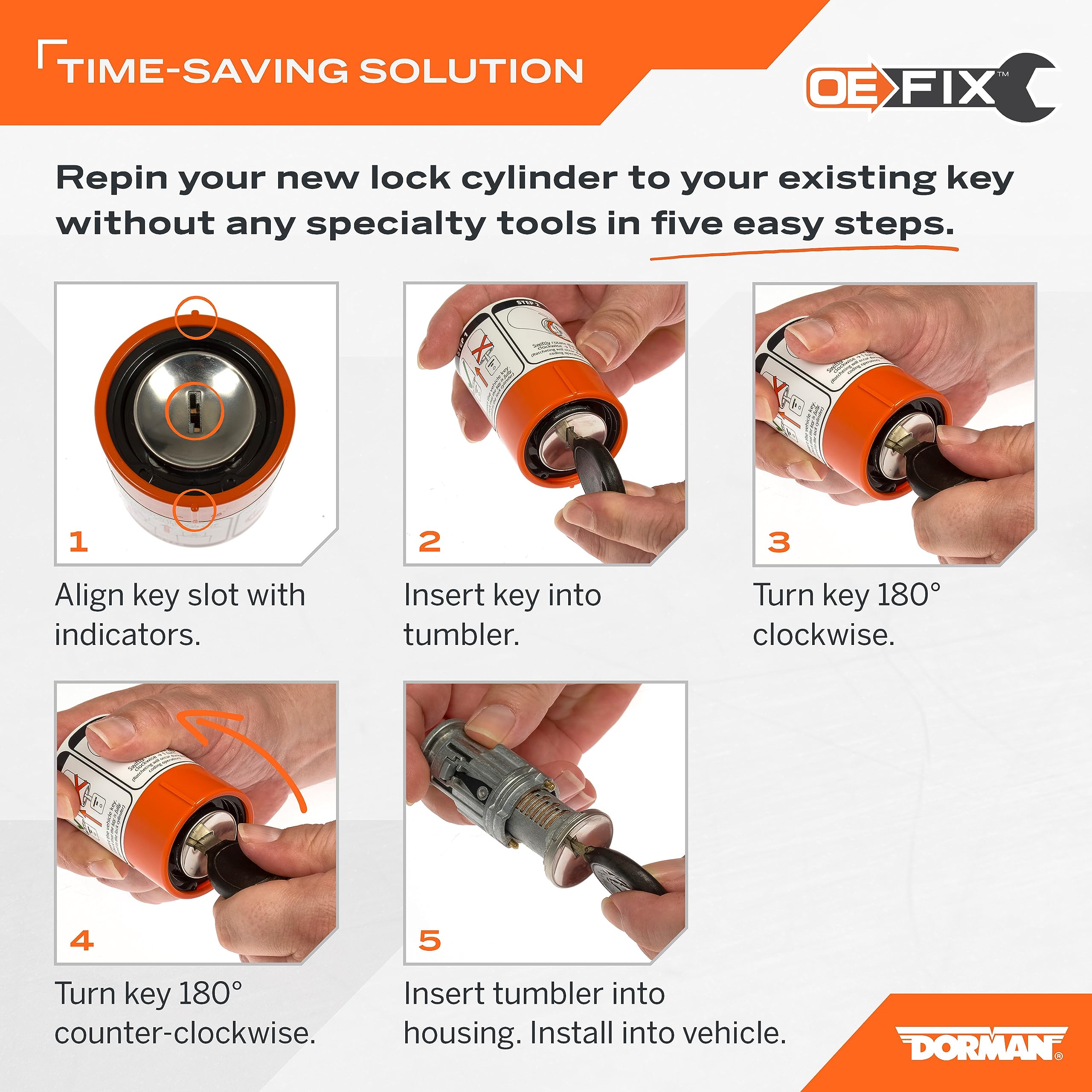 Dorman 924-784 Mechanical Key Relearn Ignition Lock Cylinder Compatible With Select Models (Oe Fix)