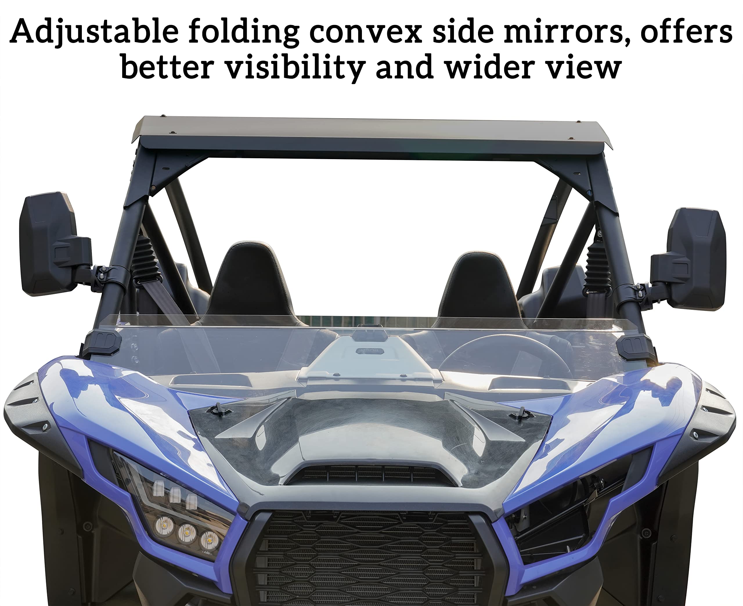 SAUTVS Adjustable Folding Side Rear View Mirrors for Teryx KRX 1000, High-Definition Convex Premium Side Mirrors for Kawasaki Te