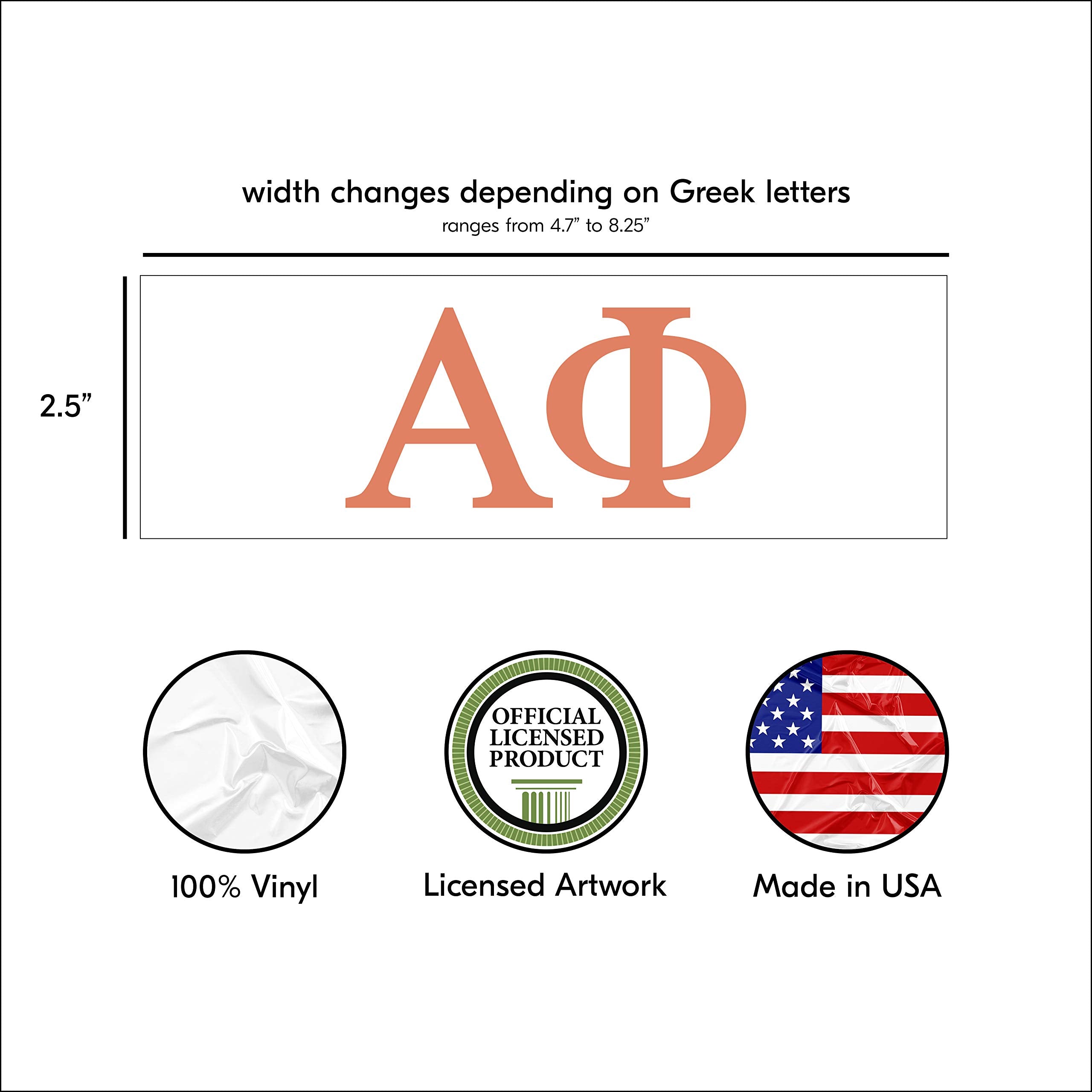 Pro-Graphx Alpha Phi Greek Sorority Sticker Decal, 2.5 Inches Tall, Coral
