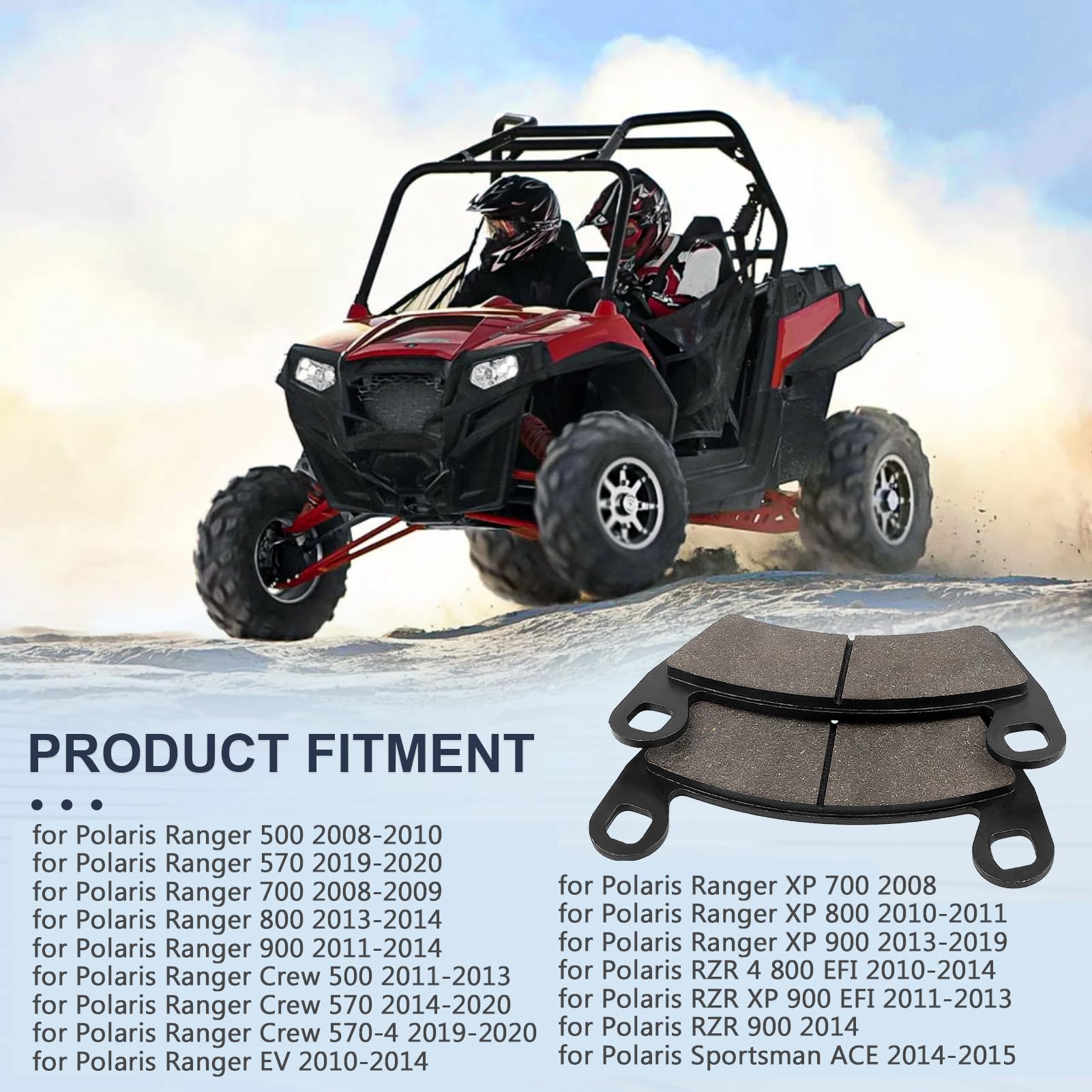 Front and Rear Brake Pads for Polaris Ranger 500 570 700 800 900 RZR 800 900 XP Ranger 700 XP Ranger 800 XP Ranger 900 XP Ranger