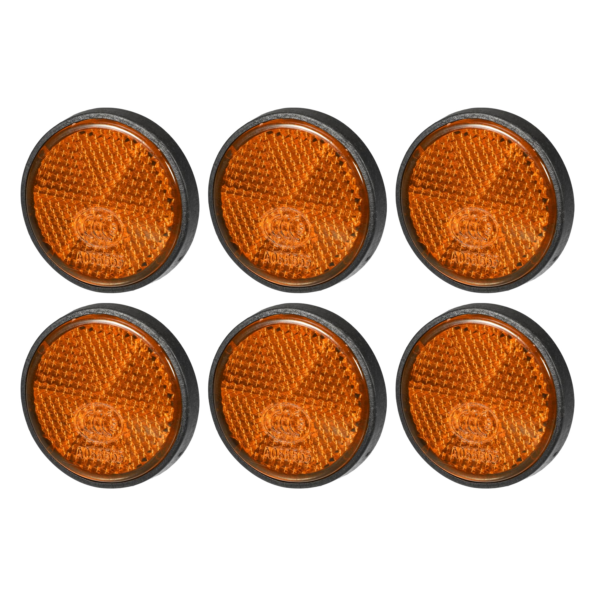 Partuto 6Pcs 1.73'X0.31' Universal Reflector - Round Motorcycle Bike Safety Reflector Increase Visibility And Safety On The Road - Plastic Orange