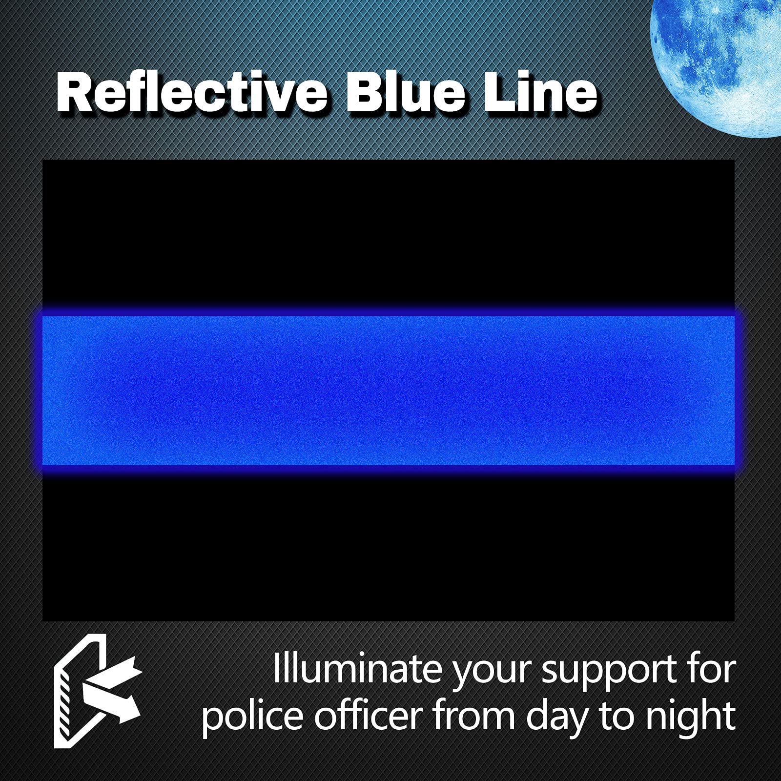 Reflective Blue Lives Matter License Plate Sticker - Pack Of 20 Vinyl Decal - Cop Thin Blue Line Decals - Proudly Support Police/Law Enforcement Officers (1' X 1.5')