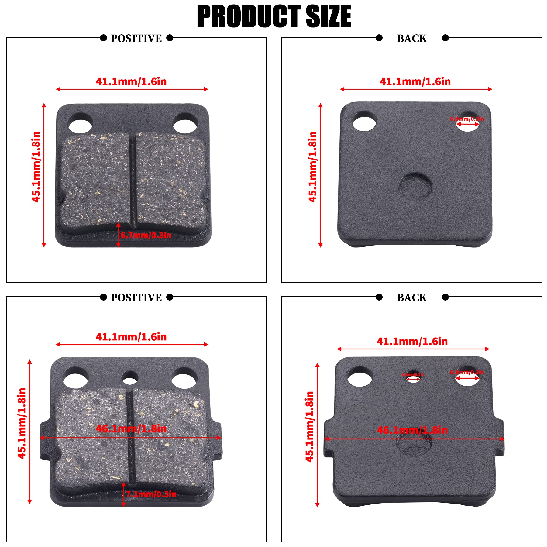 MWMNUN Brake Pads Front/Rear Compatible with Yamah Wolverine 350 Warrior 350 Blaster 200 Banshee 350 Braking for Raptor 125 YFZ3