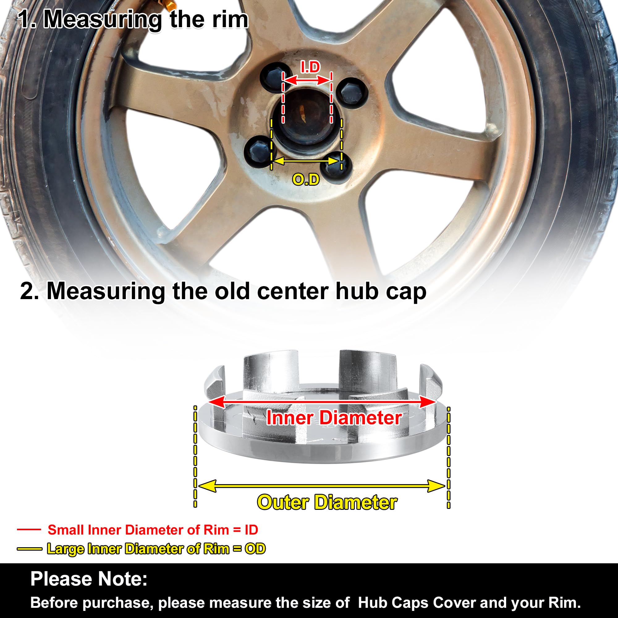 ACROPIX 48mm Inner Diameter 6 Clips 53mm Overall Outer Diameter Wheel Rim Hub Center Caps Cover Silver Tone - Pack of 4