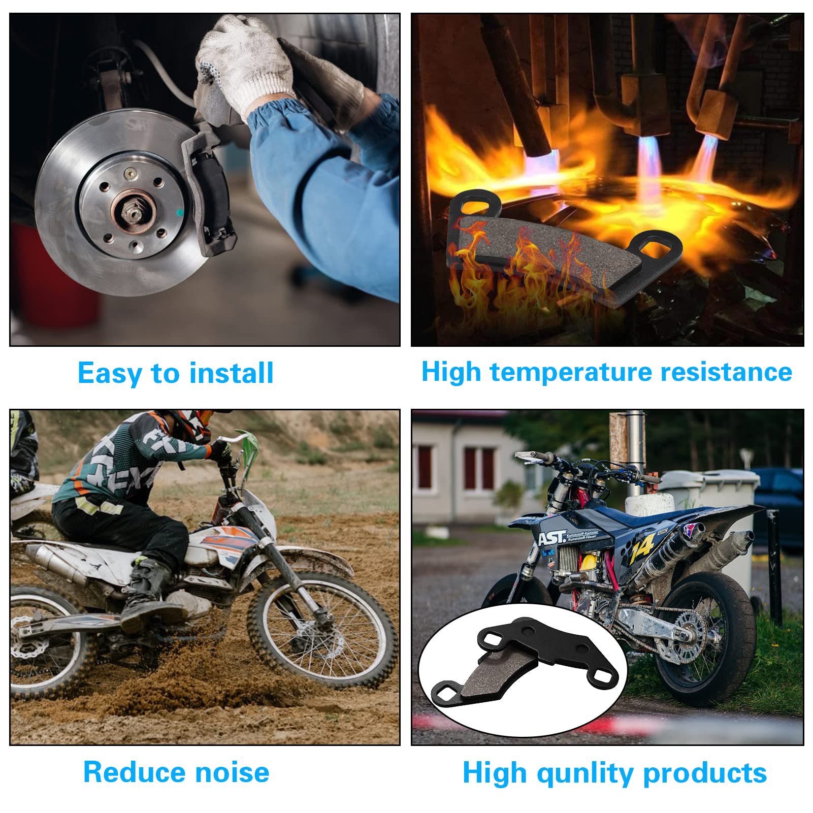 Front and Rear Brake Pad Replacement for Polaris Razor RZR 570 EFI LE EPS 800 RZR S 800 LE EPS 4pairs