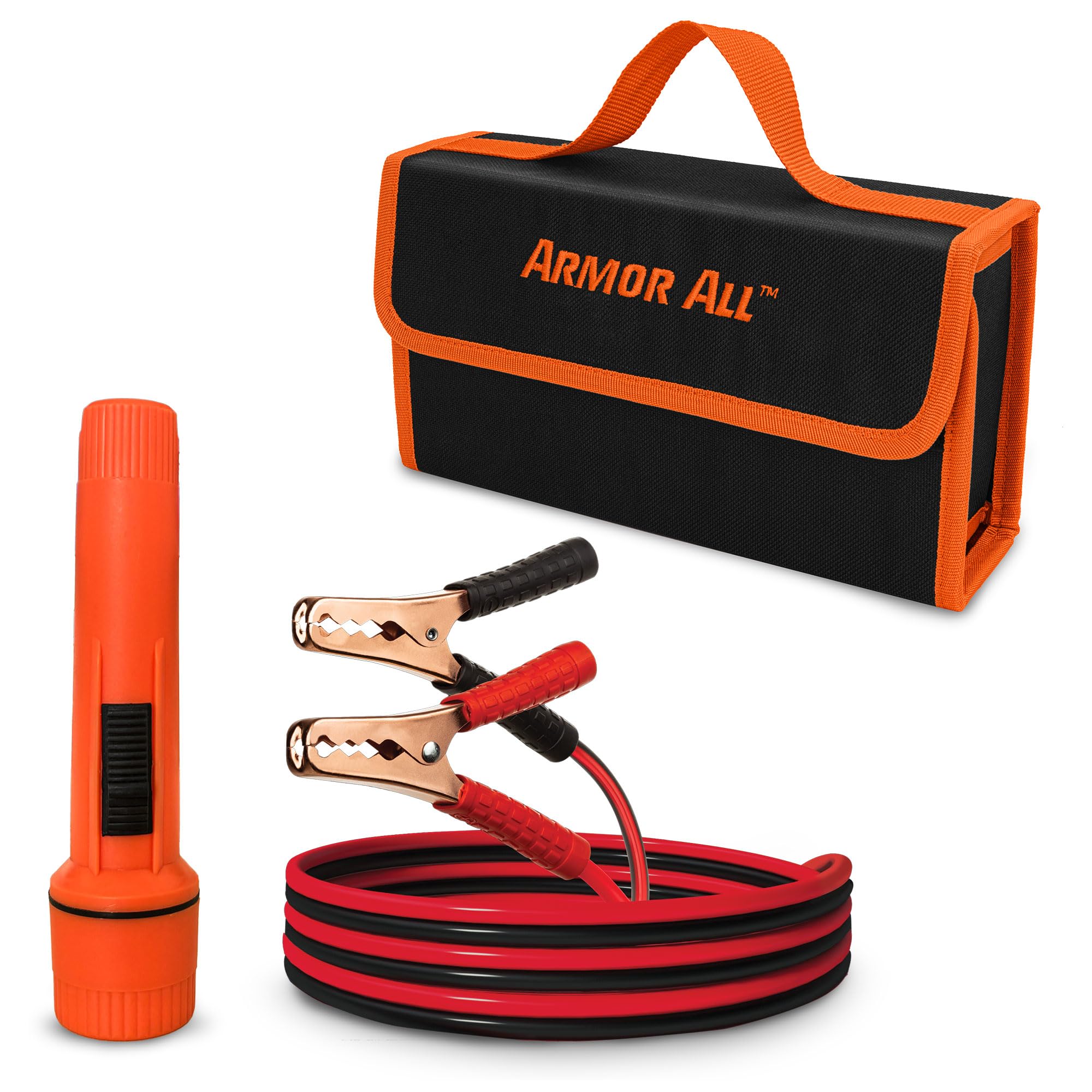 Armor All 3pc Roadside Car Emergency Kit - Storage Bag, 12 Gauge 6.5 Ft Battery Cable, Flashlight, Roadside Assistance, Car Emer