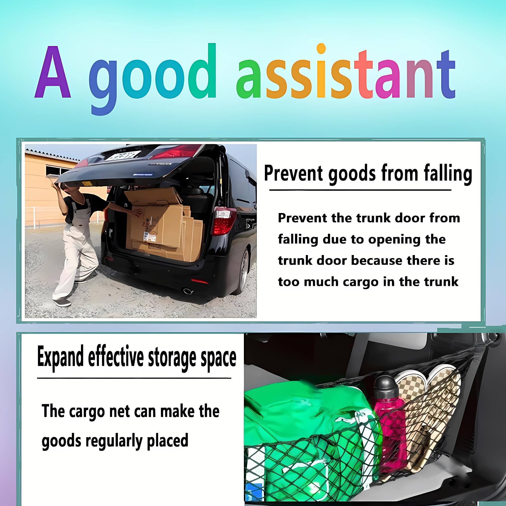 Car Rear Cargo Net, Adjustable Elastic Storage Organizer Net, Trunk Cargo Storage Net Compatible With 2018 2019 2020 2021 2022 2