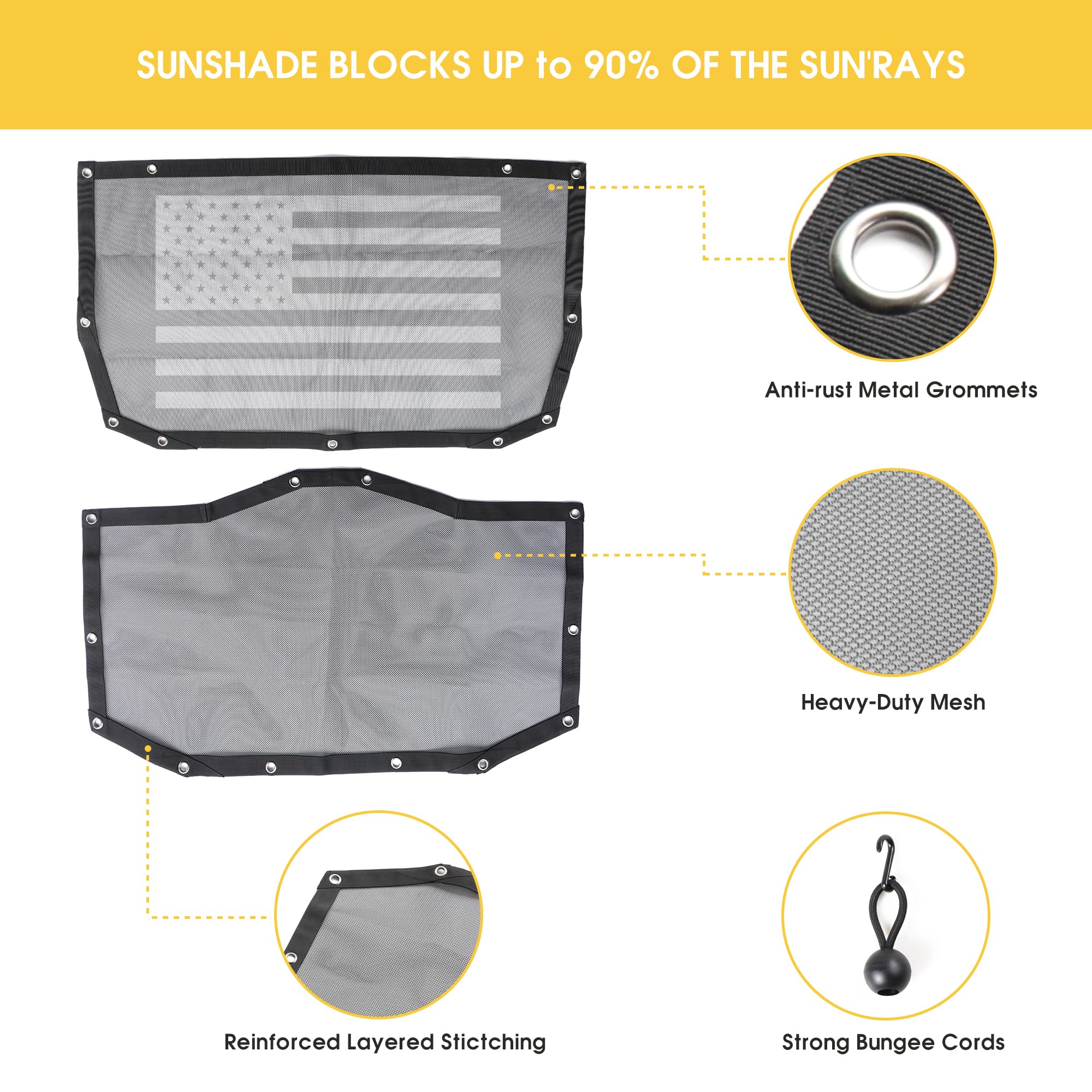 sukemichi Sunshade Bikini Top for 2024 2025 Jeep, Mesh Sun Shade Top Cover Bimini Top for 2024 2025 Jeep Wrangler JL 4XE Accesso