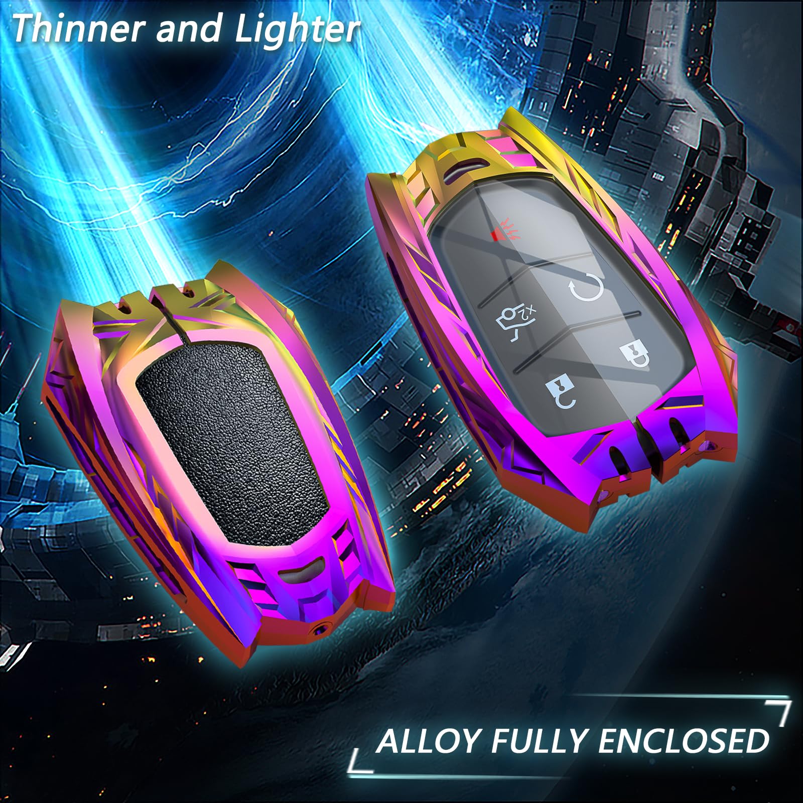 Ocezbiis For Cadillac Key Fob Cover, Keychain, Zinc Alloy Protection Car Key Shell Case Compatible With Cadillac Holder Smart Re