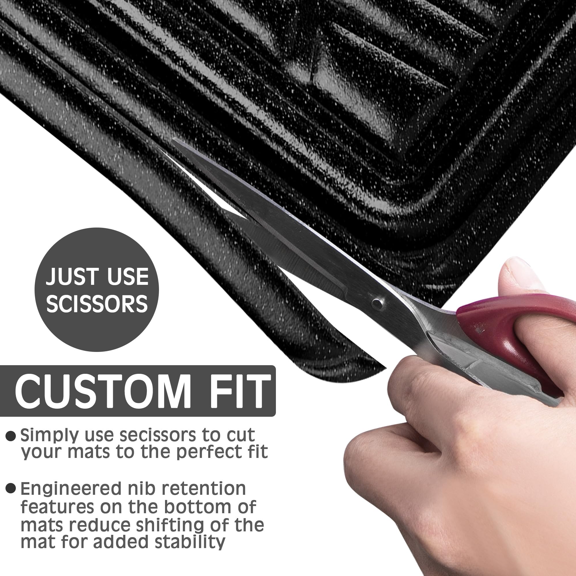 Car Pass Shining Glitter Car Floor Mats 3D Leather Waterproof All Weather, Universal Trim To Fit & Anti-Slip, Safety & Light Eas