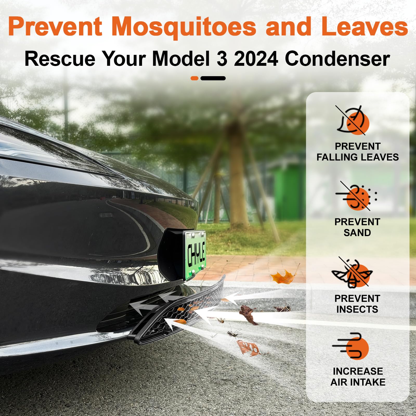 CHIYLE Tesla Model 3 2024 2025 Highland Front Grill Mesh Grille Grid Inserts [Upgrade Design],Air Inlet Vent Grille Cover Replac