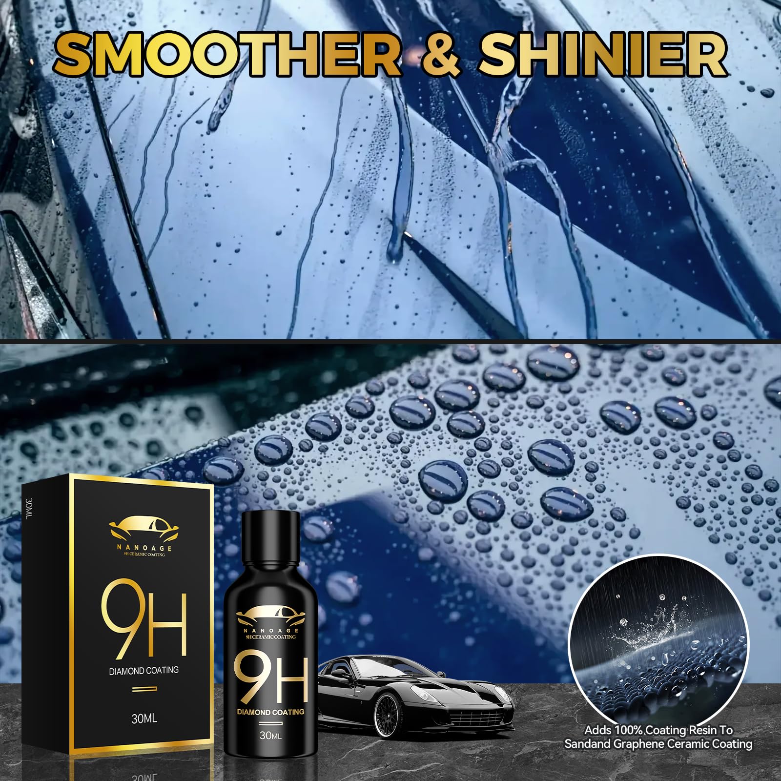 Greyghost Ceramic Coating For Cars, Mr Fix 9H Nano Coating Kit Super Ceramic Car Coating Hydrophobic, Car Paint Protection Anti Scratch Glass Coat, High Gloss Auto Ceramic Polish 9H Hardness Ceramics