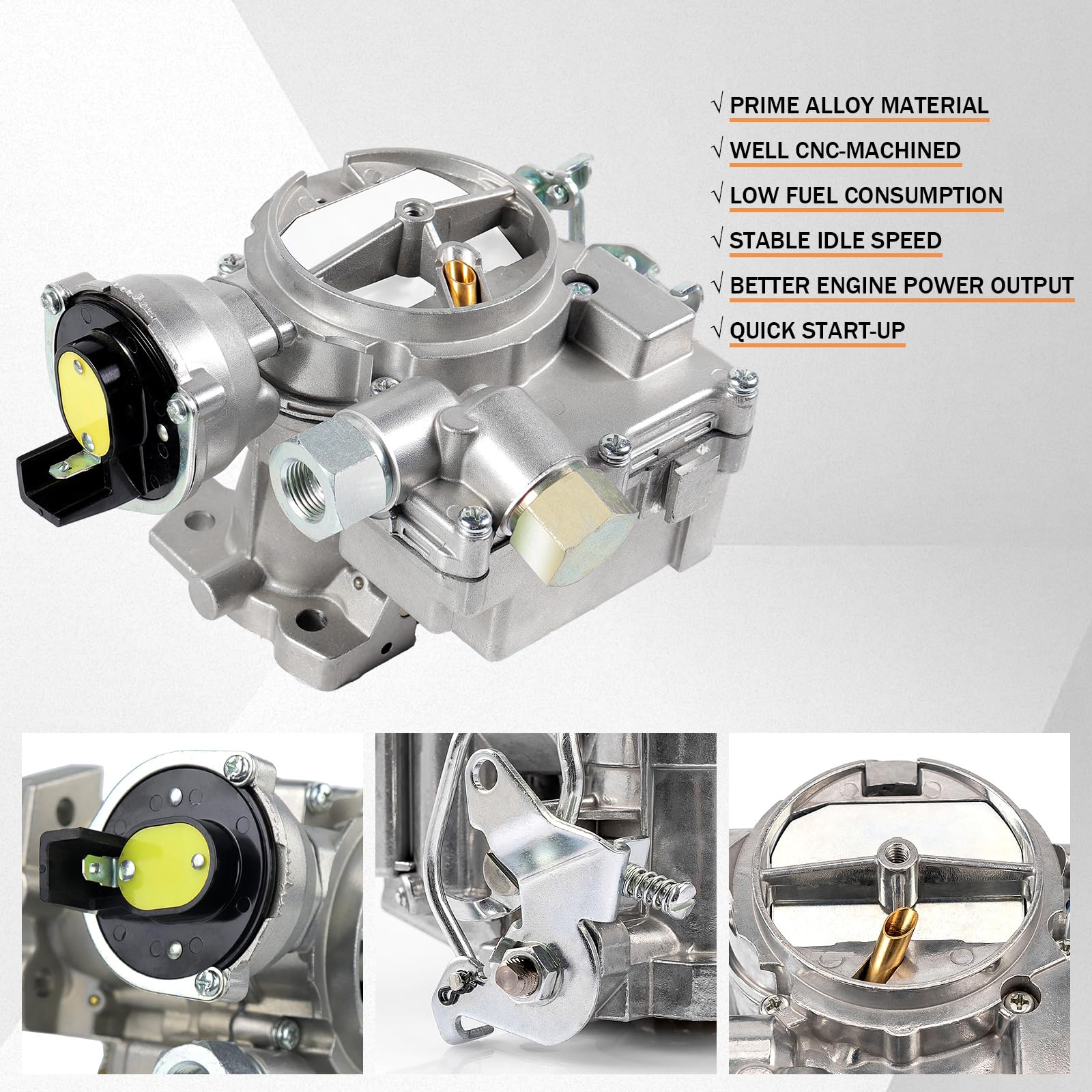 Marine Carburetor For Mercruiser 2 Barrel Carburetor For Rochester Mercarb 3.0L 2.5L 4.3L 4 Cyl 5.0L 5.7L Engine With Electric Choke Jets Gaskets & Short & Long Linkage, Oem #3310-864940A01, 8M0045397