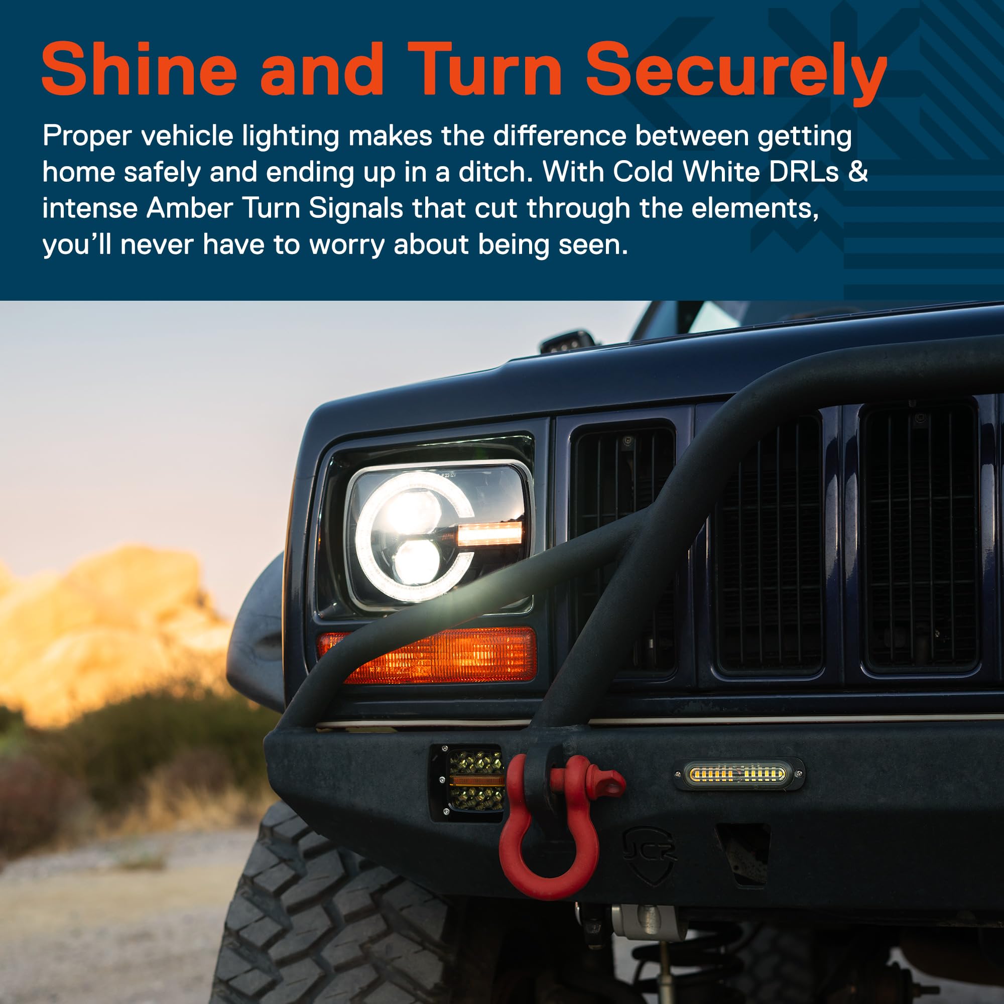 True Mods 5X7 7X6 Inch H6054 Black Led Halo Headlights H4 Sealed Beam Replacement Lamp For Jeep Wrangler Yj Cherokee Xj [Dot App