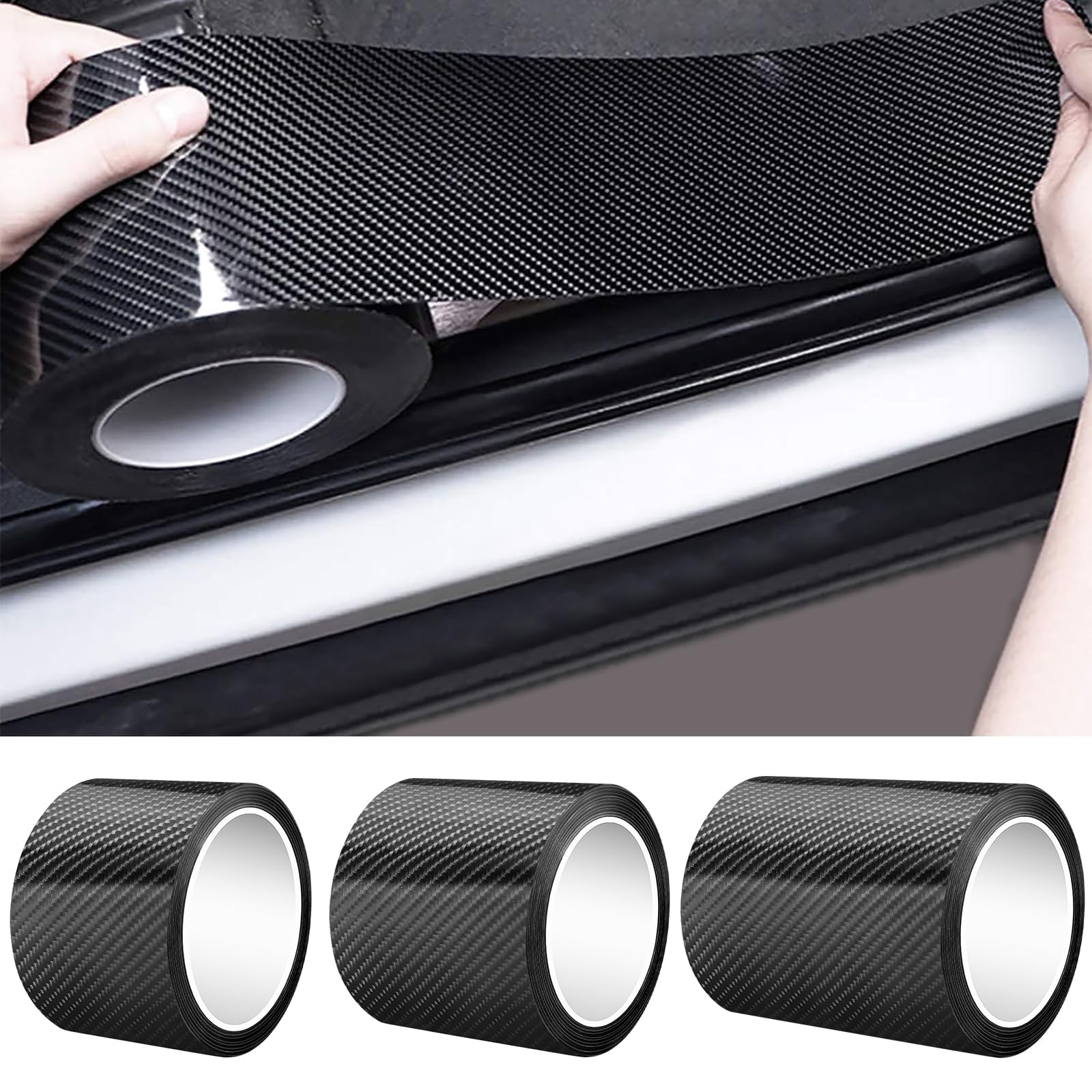 Dgsl Car Door Edge Guards Door Sill Protector, 42In X 16.4Ft+2.7In X 33Ft+4In X 16.4Ft 5D Carbon Fiber Car Wrap Film, Vinyl Auto
