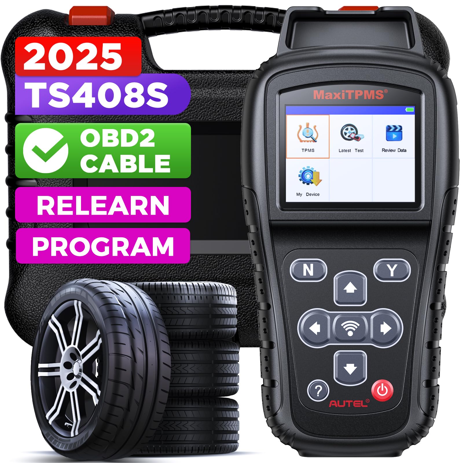 Autel Maxitpms Ts408S, 2025 Tpms Relearn Tool Updated Of Ts401 Ts408, Obd Ii Programming Scanner, Oem Sensor(315 433Mhz) Relearn, Activation, Reset, Read Clear Dtcs, Smae As Ts501 Pro Ts508Wifi Ts601