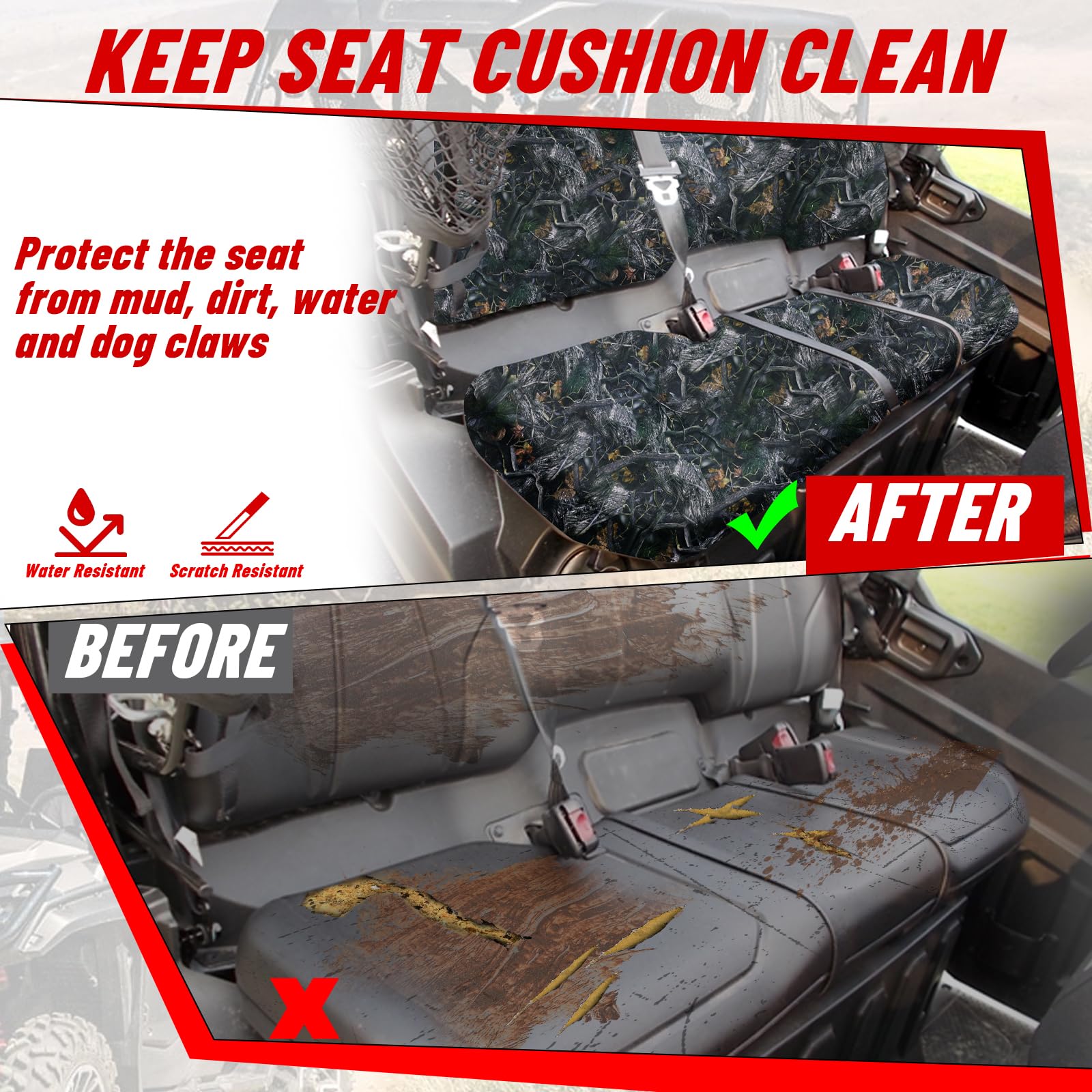 Starknightmt Utv Pioneer Seat Covers Compatible With 2016-2024 Pioneer 1000 1000-5(Front Seat),1000-6(Front And Rear Seat),Water-Repellent Bench Seat Cover -Camo