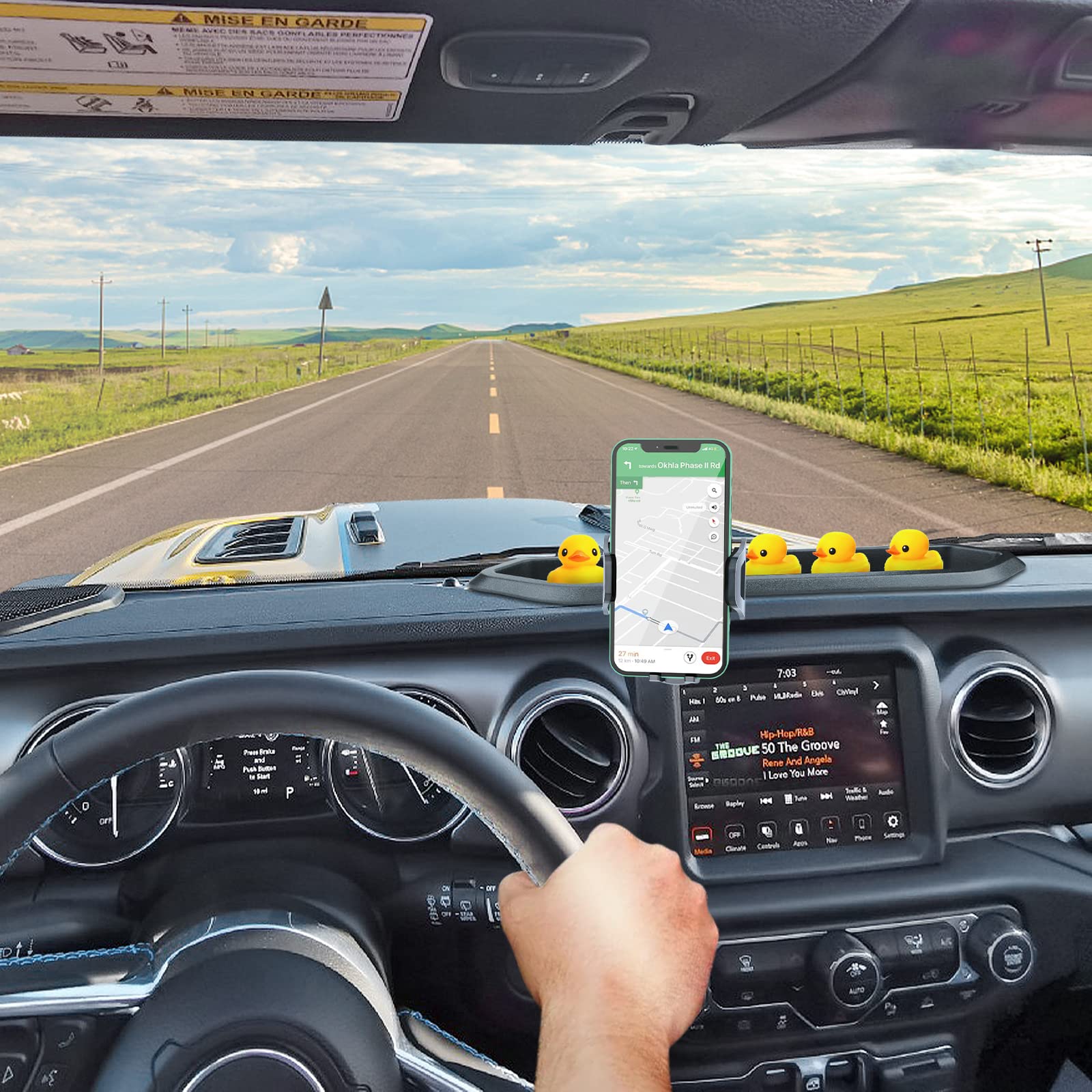 Diamooky Phone Mount For 2018-2023 Jeep Wrangler Jl Jlu And 2020 2021 2022 2023 Gladiator Jt Dash Multi-Mount Phone Holder W/Storage Tray Accessories, Not For Wrangler 4Xe