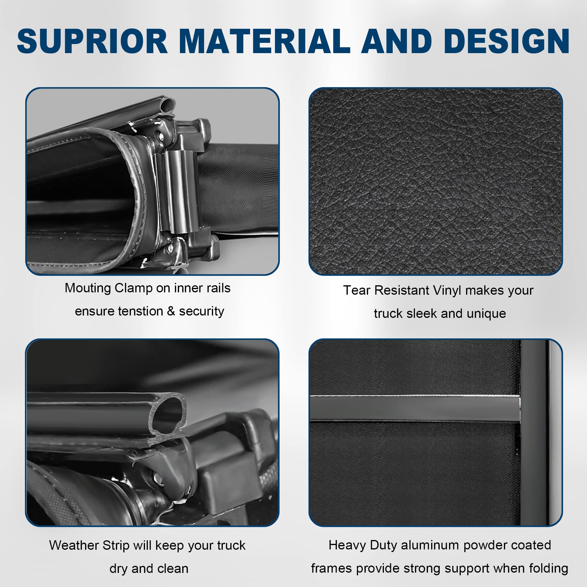 Mostplus Quad Fold Soft Folding Truck Tonneau Cover Compatible For 2004 2005 2006 2007 2008 Ford F150 F-150 (Excl. 2004 Heritage