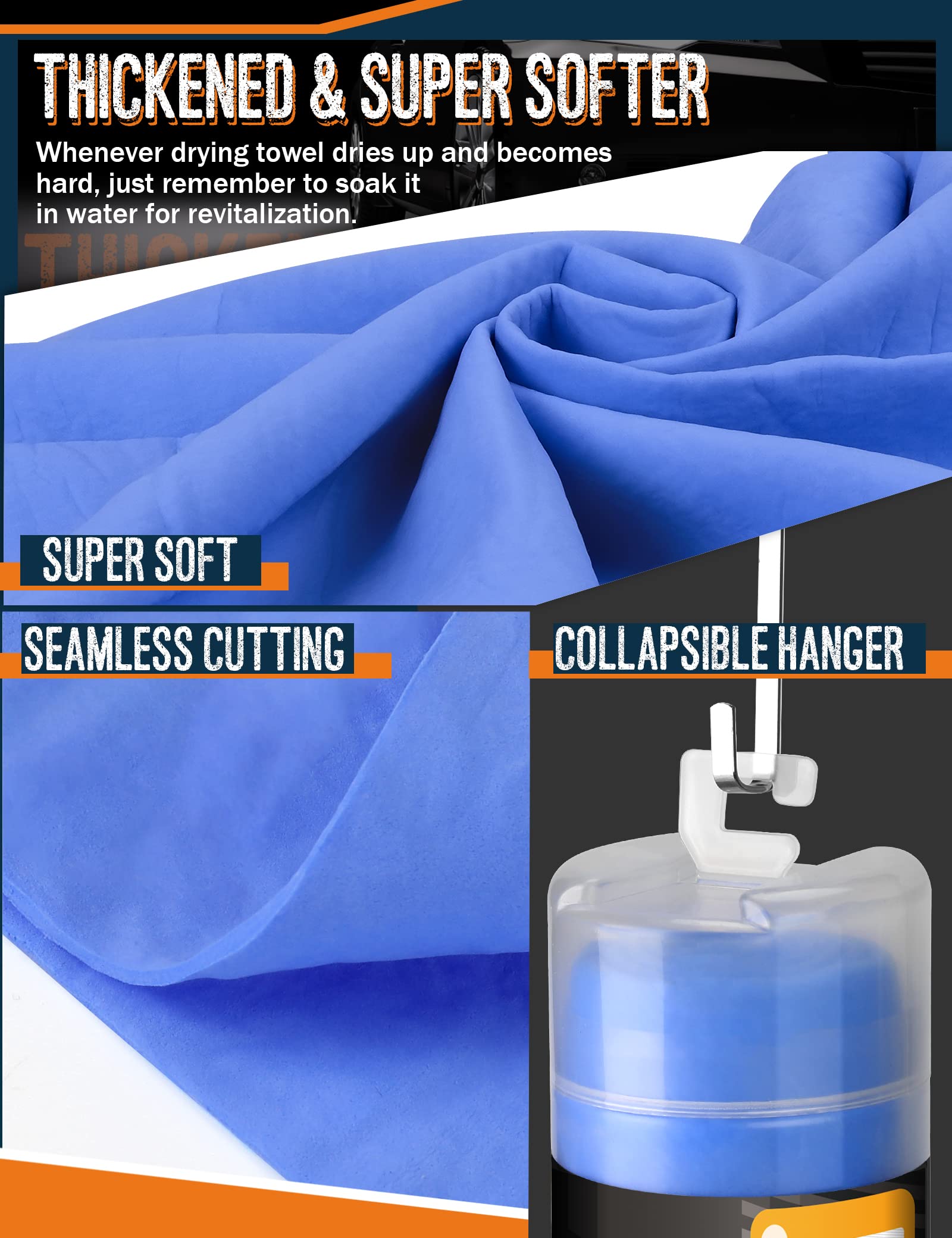 Idemeet Premium Absorbent Car Drying Towel, 26 ' 'X17 ' ' Large Chamois Cloth Shammy Towel For Vehicle, Reusable Chamois Shammy