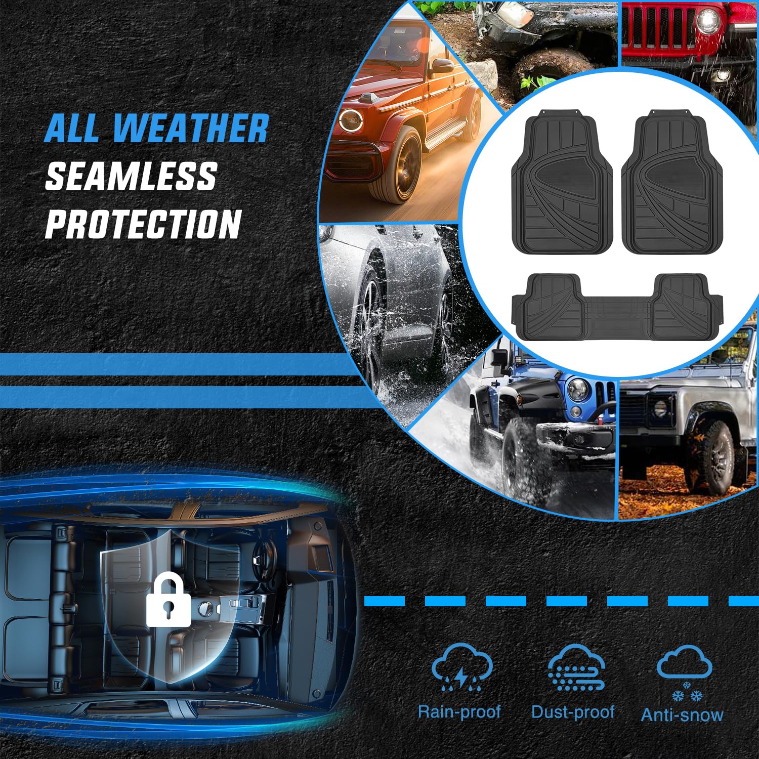 Nilight Pvc Floor Mats For Cars Trucks Suvs,Universal Trim To Fit For Most Vehicles,All Weather Protection Heavy Duty Floor Line