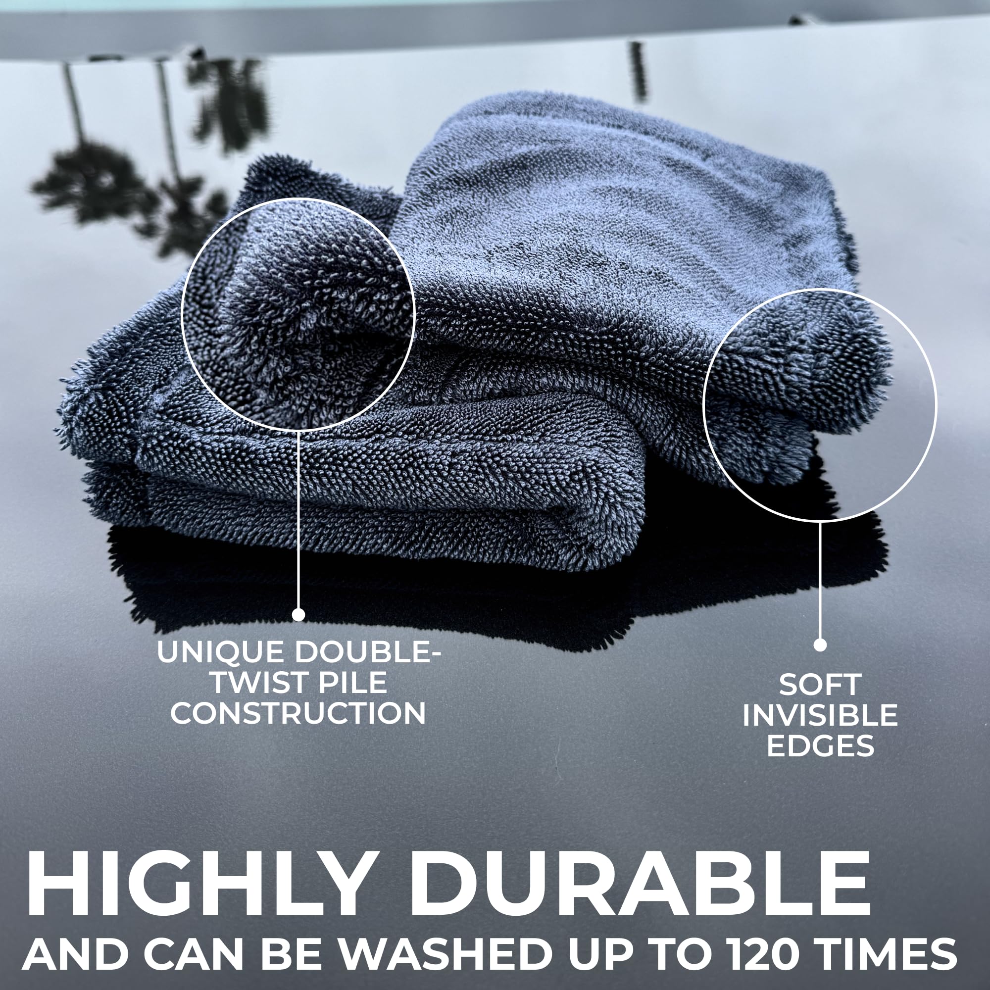 Microfiber Car Drying Towel 1300 GSM Double Twisted Loop - Super Absorbent Auto Wash Towel for Cars Trucks SUV - Detailing Clean