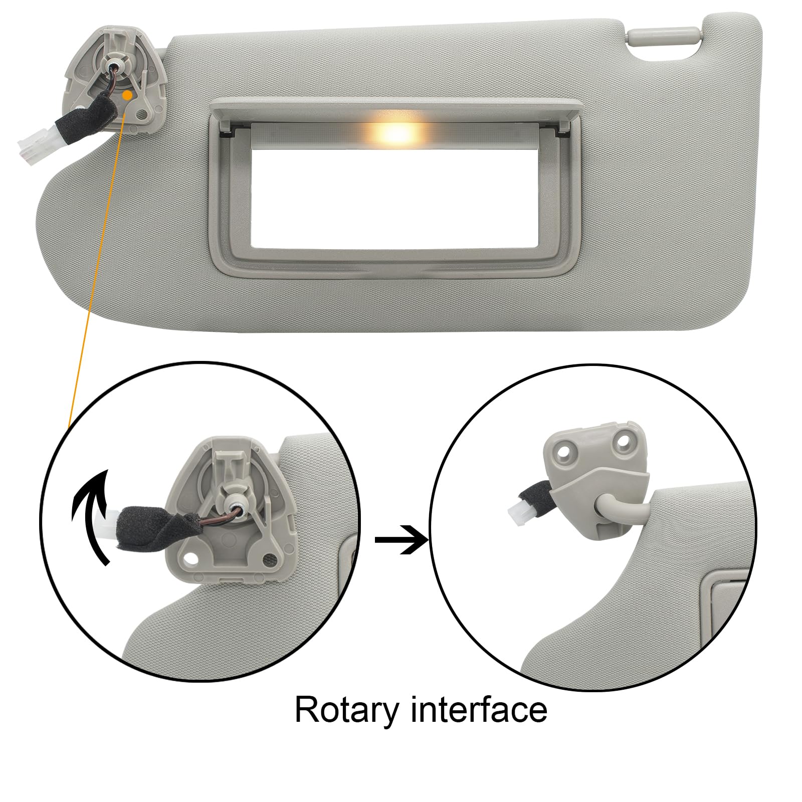 Driver Left Side Sun Visor Replacement Compatible With Nissan Altima 2013 2014 2015 2016 2017 2018 With Light Switch 96401-3Ta2A